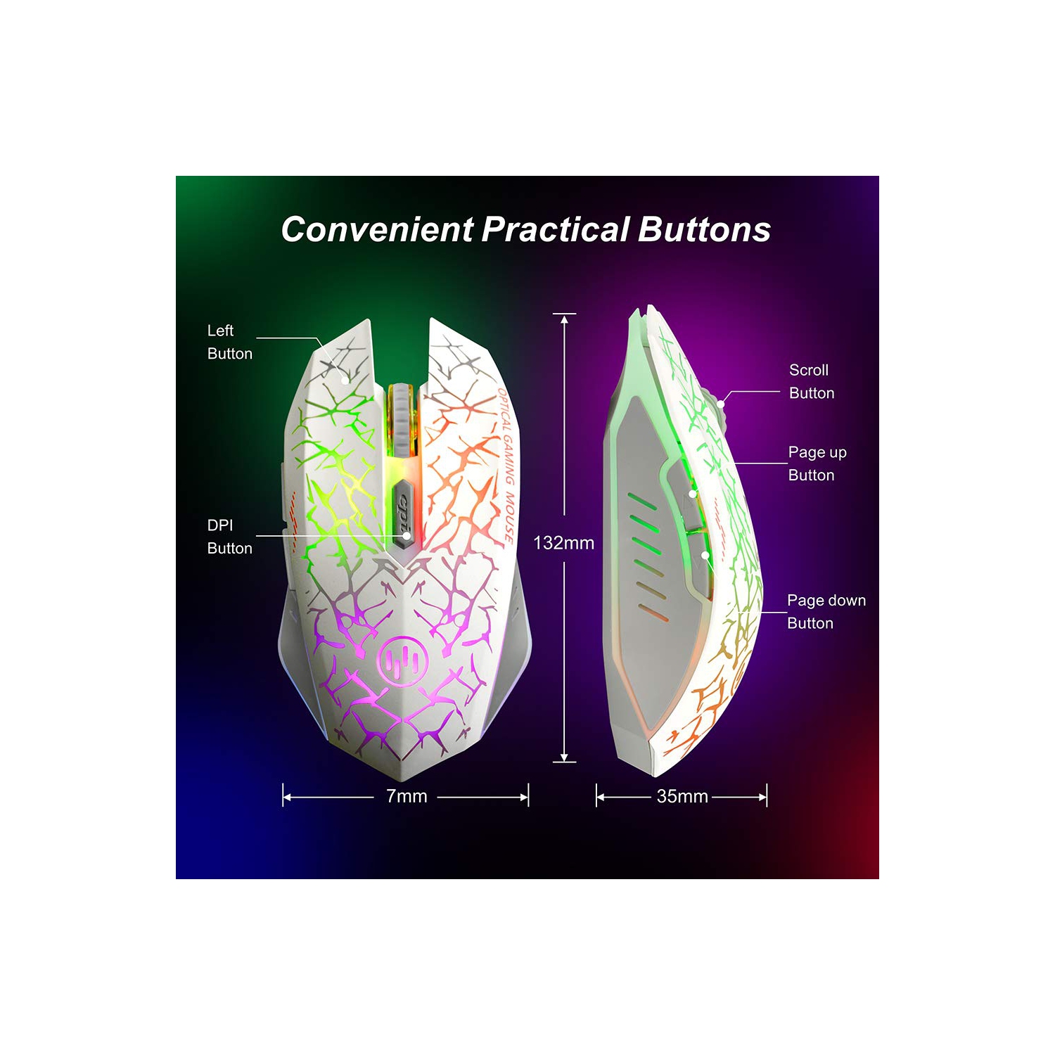 VEGCOO C12 Rechargeable Wireless Gaming Mouse Mice Silent Click Cordless Mouse 7 Smart Buttons PC Gaming Mouse Mice Advanced