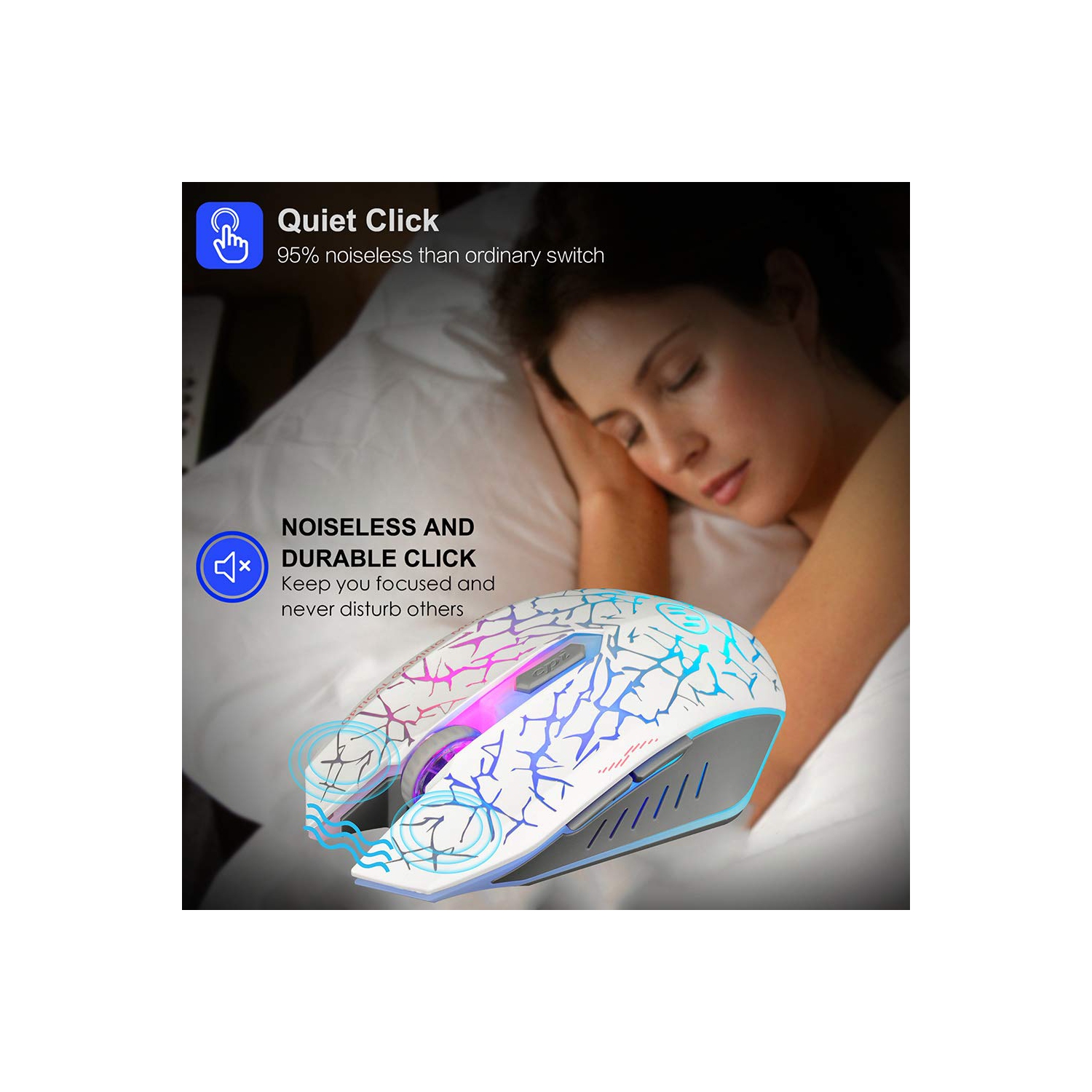 VEGCOO C12 Rechargeable Wireless Gaming Mouse Mice Silent Click Cordless Mouse 7 Smart Buttons PC Gaming Mouse Mice Advanced