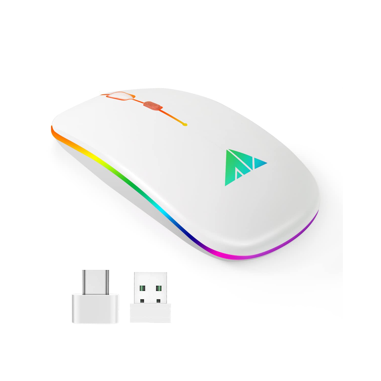 AUPHIL LED Wireless Mouse Have Dual Mode with Bluetooth 5.1 and 2.4G Wireless, Rechargeable Cordless Mouse with 3DPI for Lap