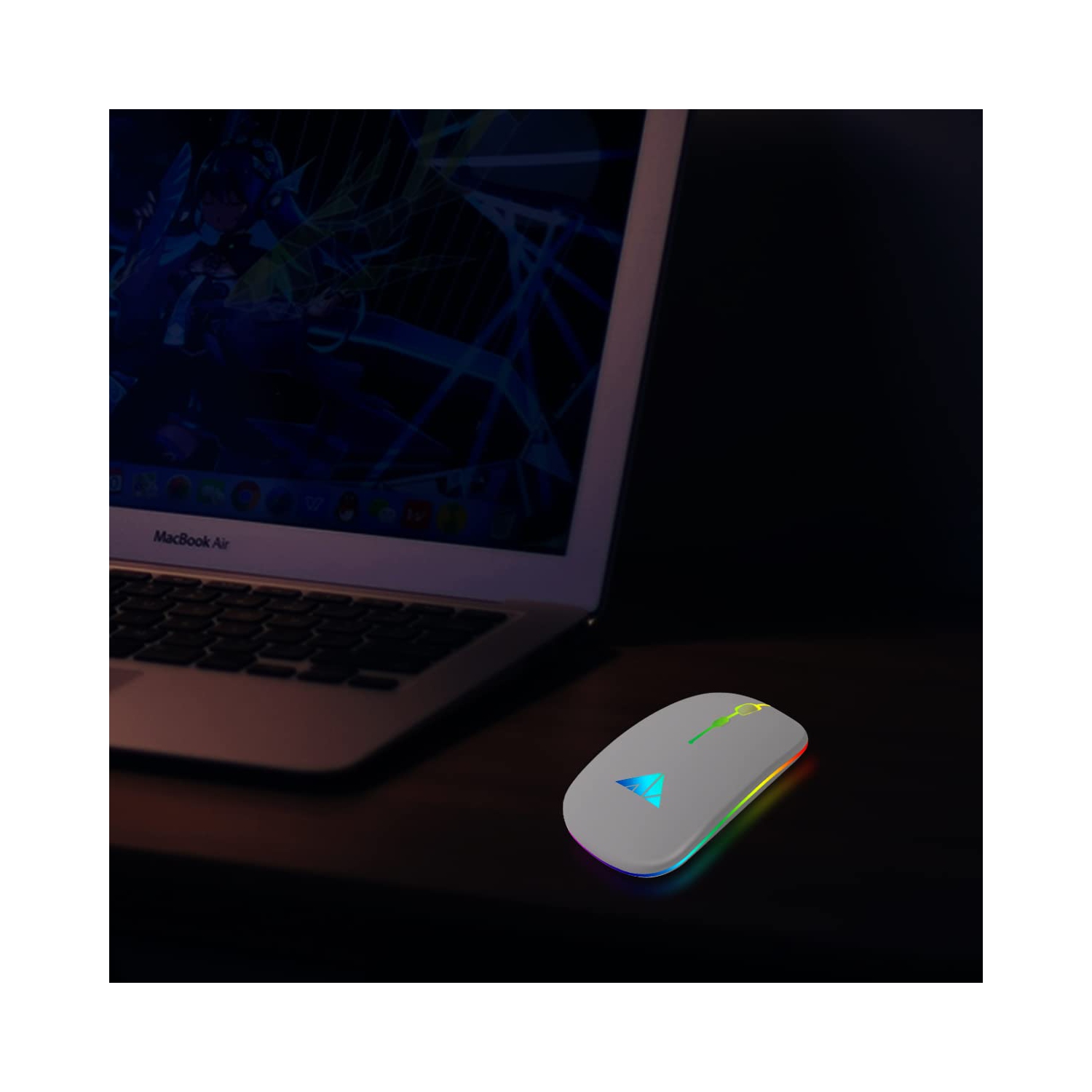 AUPHIL LED Wireless Mouse Have Dual Mode with Bluetooth 5.1 and 2.4G Wireless, Rechargeable Cordless Mouse with 3DPI for Lap