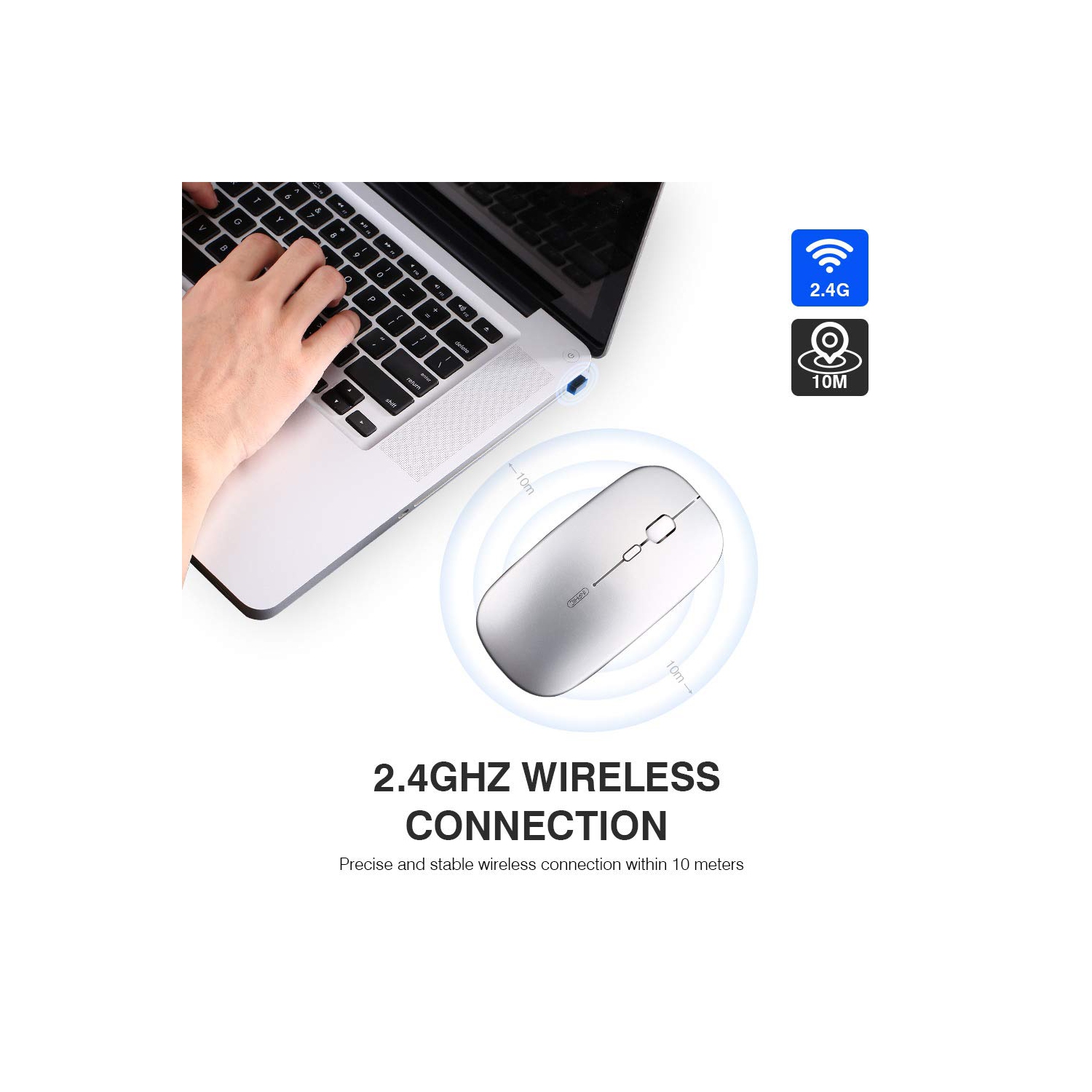 INPHIC Wireless Mouse, Slim Silent Click Rechargeable 2.4G Wireless Mice 1602DPI Mini Optical Portable Travel Cordless Mouse