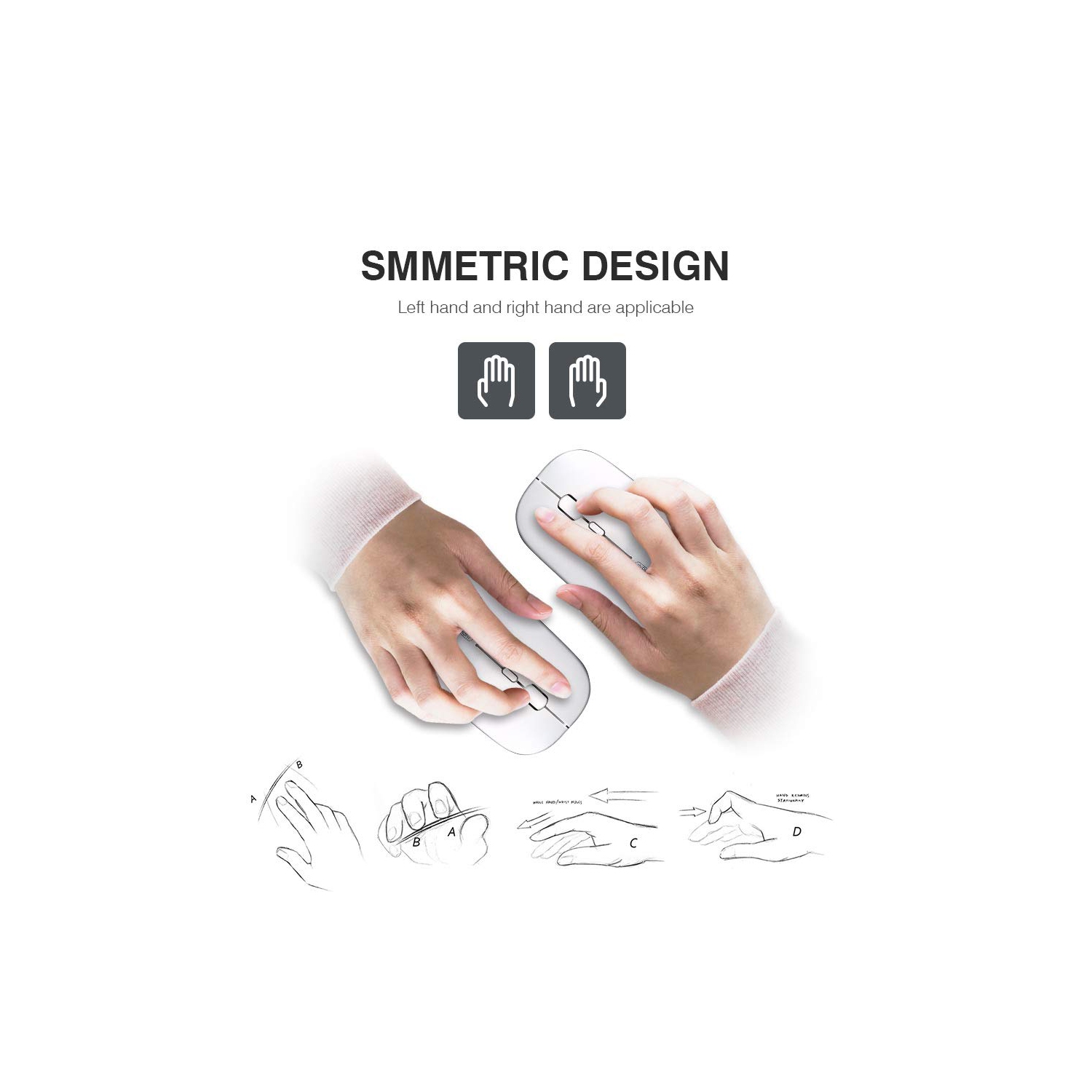 INPHIC Wireless Mouse, Slim Silent Click Rechargeable 2.4G Wireless Mice 1602DPI Mini Optical Portable Travel Cordless Mouse