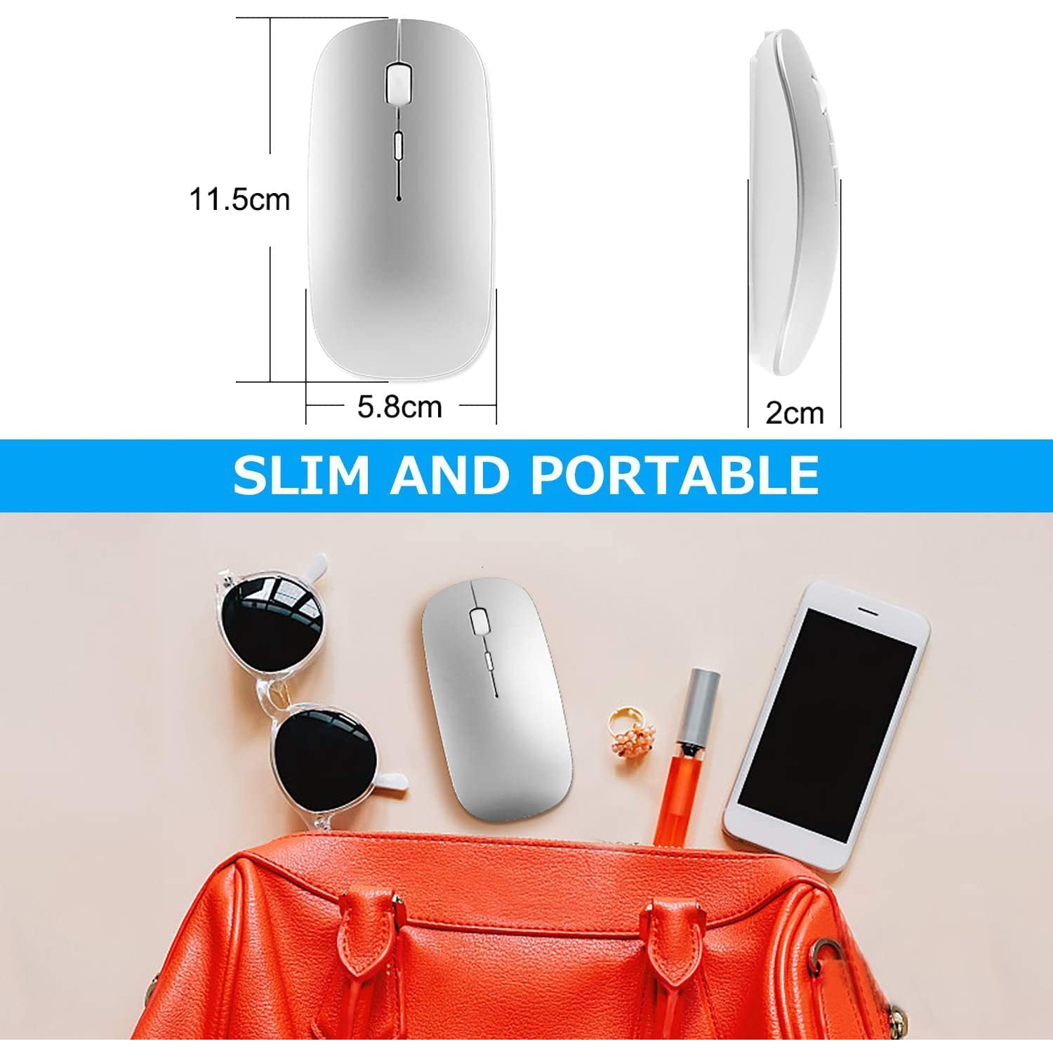 Souris Bluetooth,Souris sans fil pour MacBook Pro MacBook Air,Souris Bluetooth rechargeable pour ordinateur portatif Pro de iPad iPad