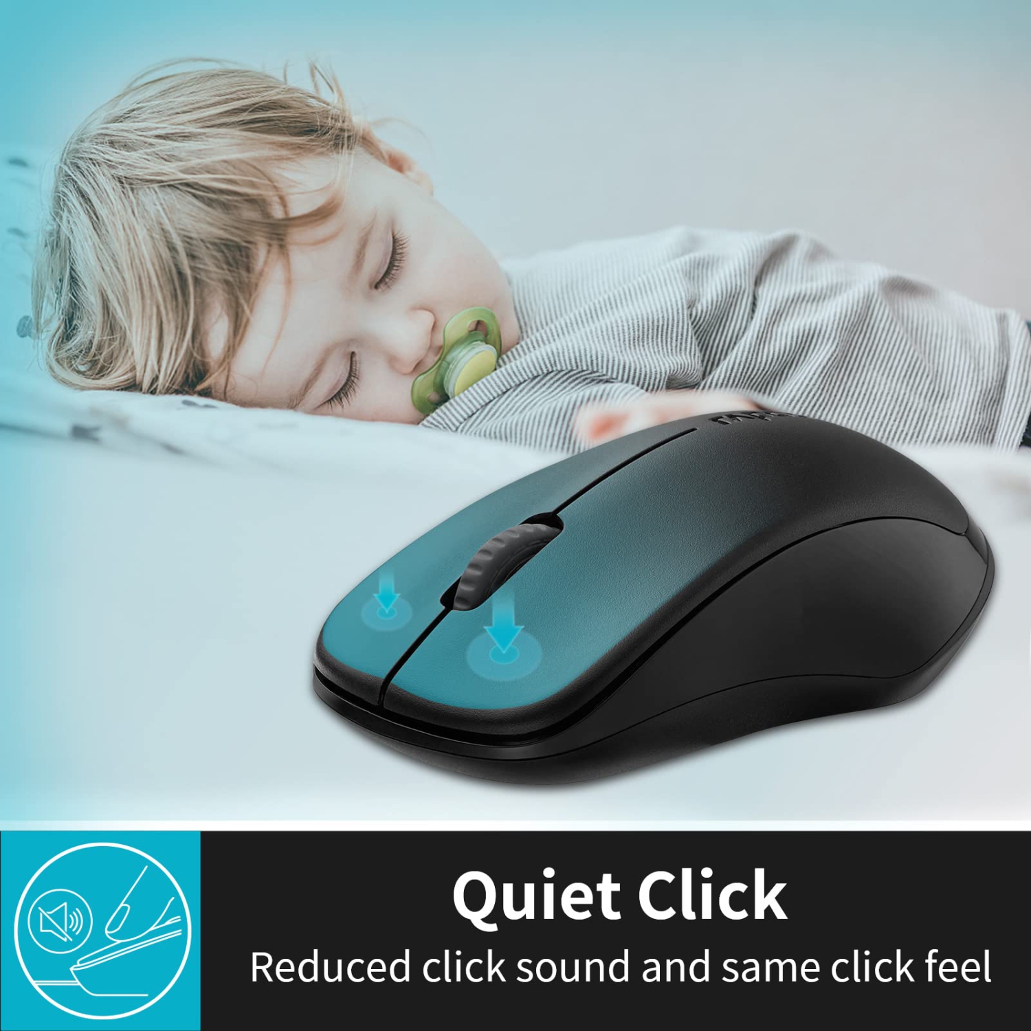 RAPOO 1680 2.4G Quiet Wireless Mouse, Portable USB Receiver, Long Range and Battery Life, Suitable for Desktop Computers Lap