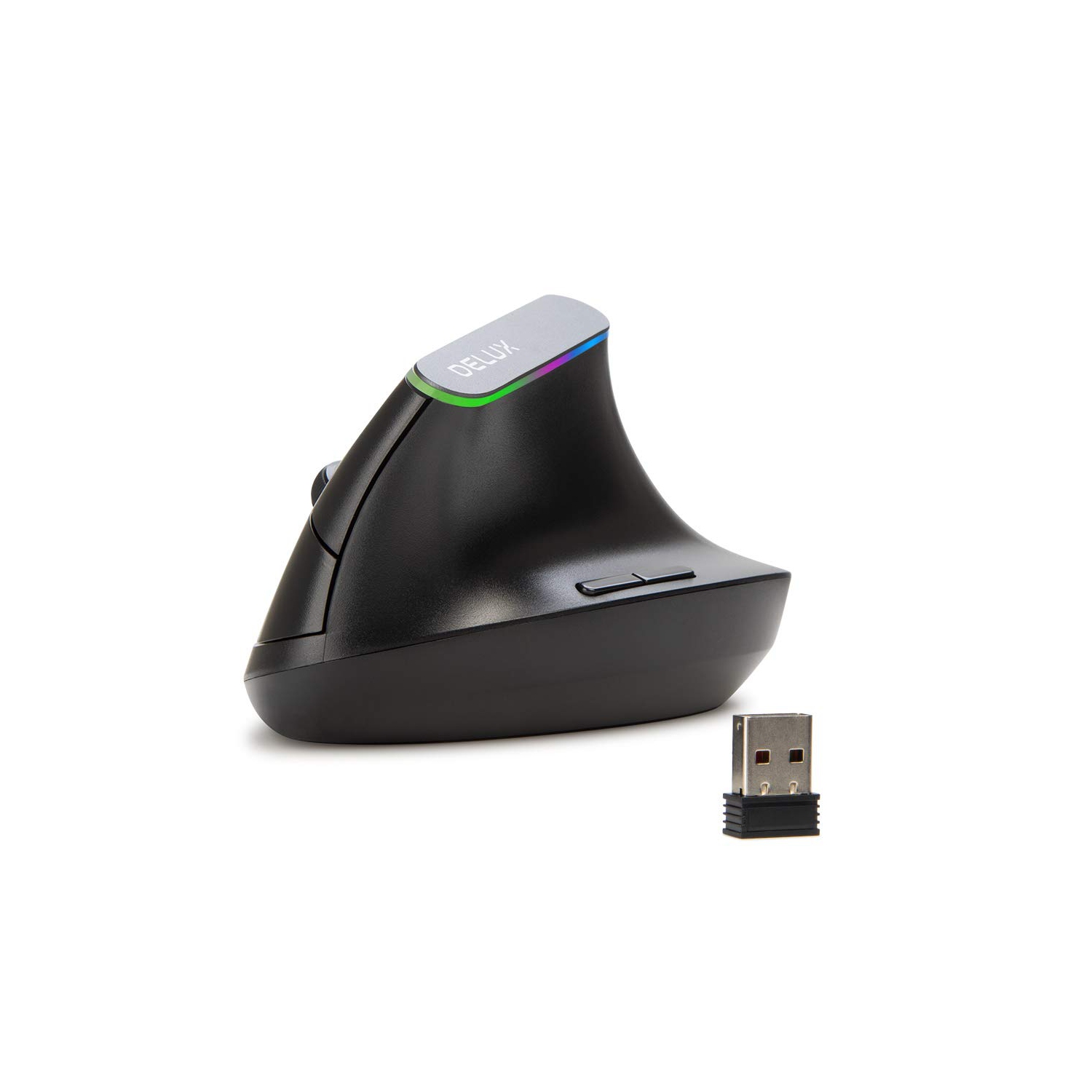 DELUX Wireless Ergonomic Vertical Mouse with 1600DPI, 2.4G Wireless Optical Mouse with USB Receiver, 6 Buttons, Ergo 57 Degr