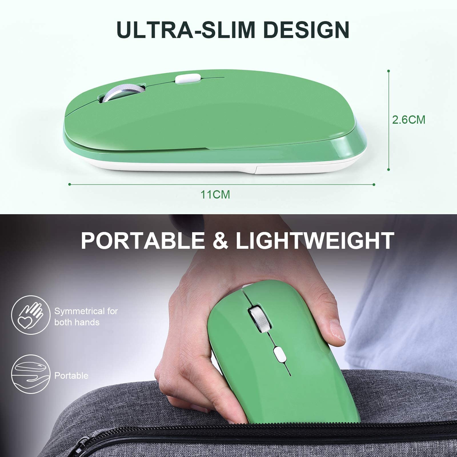 Wireless Mouse, PINKCAT 2.4G Slim Silent Cordless Mouse with USB Receiver, 3 Adjustable DPI Portable Optical Wireless Comput