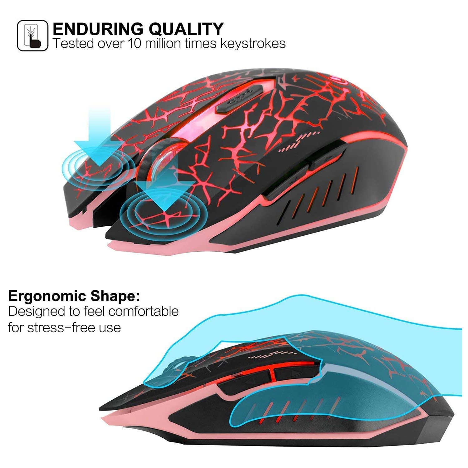 VEGCOO C12 Rechargeable Wireless Gaming Mouse Mice Silent Click Cordless Mouse 7 Smart Buttons PC Gaming Mouse Mice Advanced