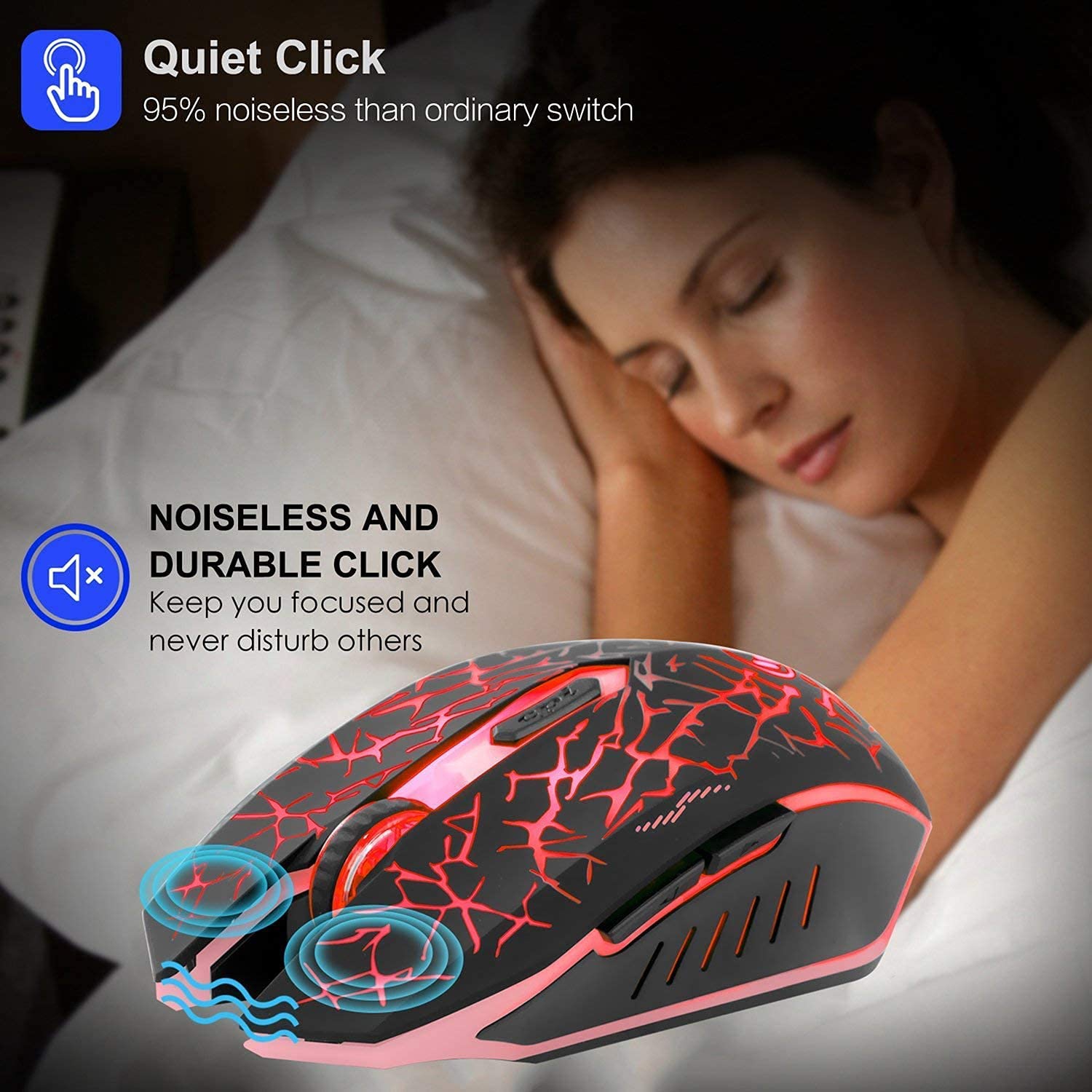 VEGCOO C12 Rechargeable Wireless Gaming Mouse Mice Silent Click Cordless Mouse 7 Smart Buttons PC Gaming Mouse Mice Advanced