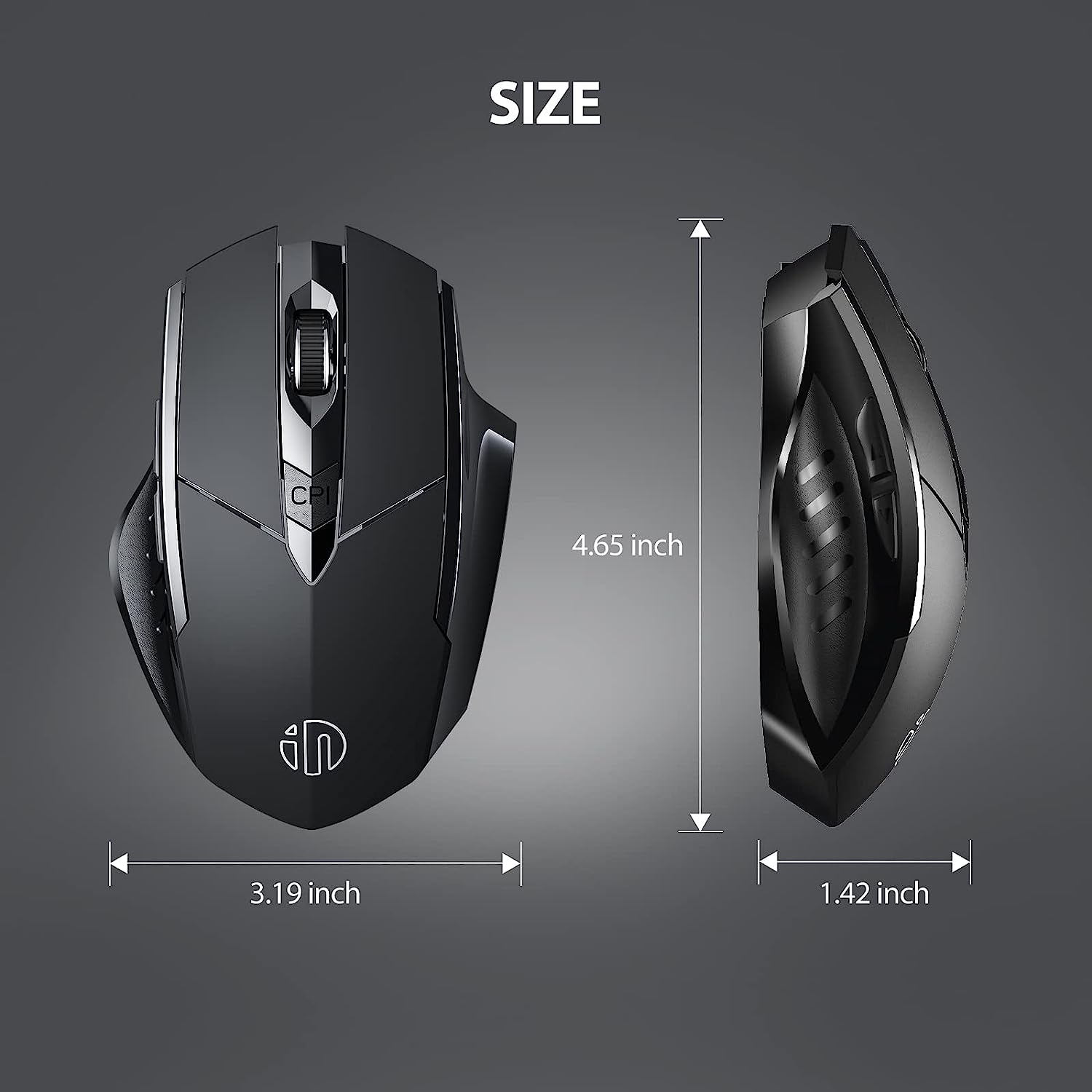 Bluetooth Mouse, Multi-Device Silent Rechargeable Bluetooth Wireless Mouse, 1600DPI Ergonomic Portable Mouse for Laptop Computer,Windows Mac OS