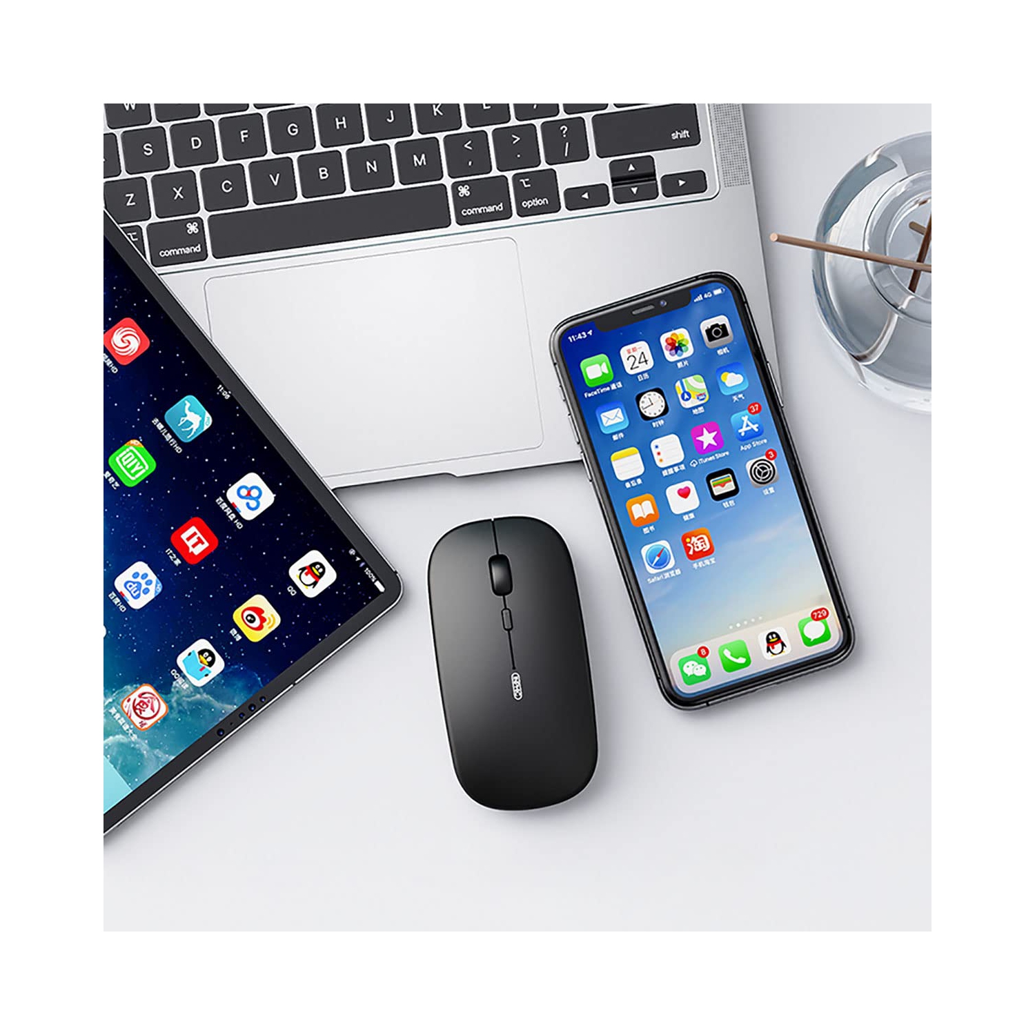 INPHIC Wireless Mouse, Slim Silent Click Rechargeable 2.4G Wireless Mice 1600DPI Mini Optical Portable Travel Cordless Mouse