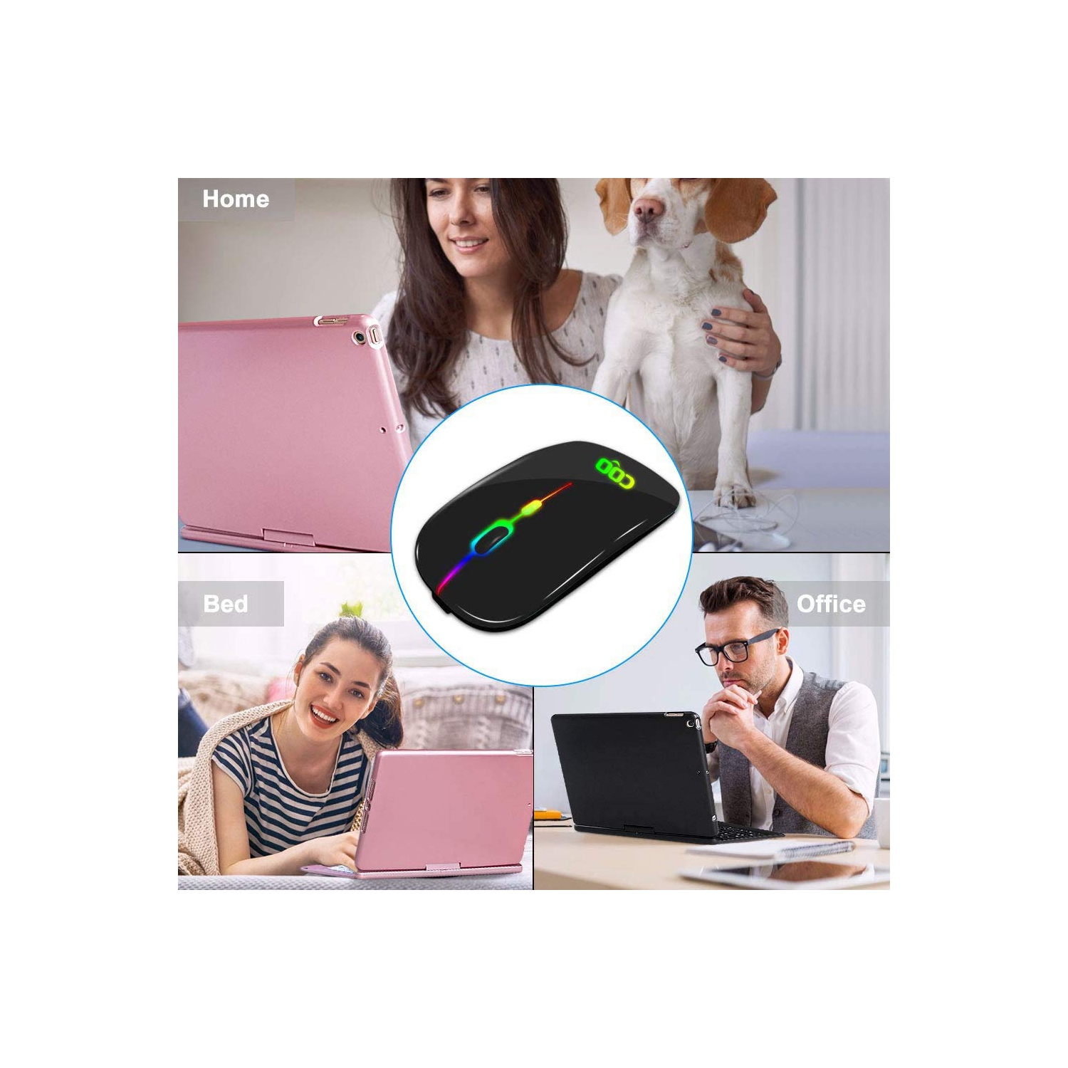 Bluetooth Wireless Mouse, Slim Dual Mode(Bluetooth 4.0 and 2.4G Wireless) Rechargeable Wireless Mouse with 3 Adjustable DPI