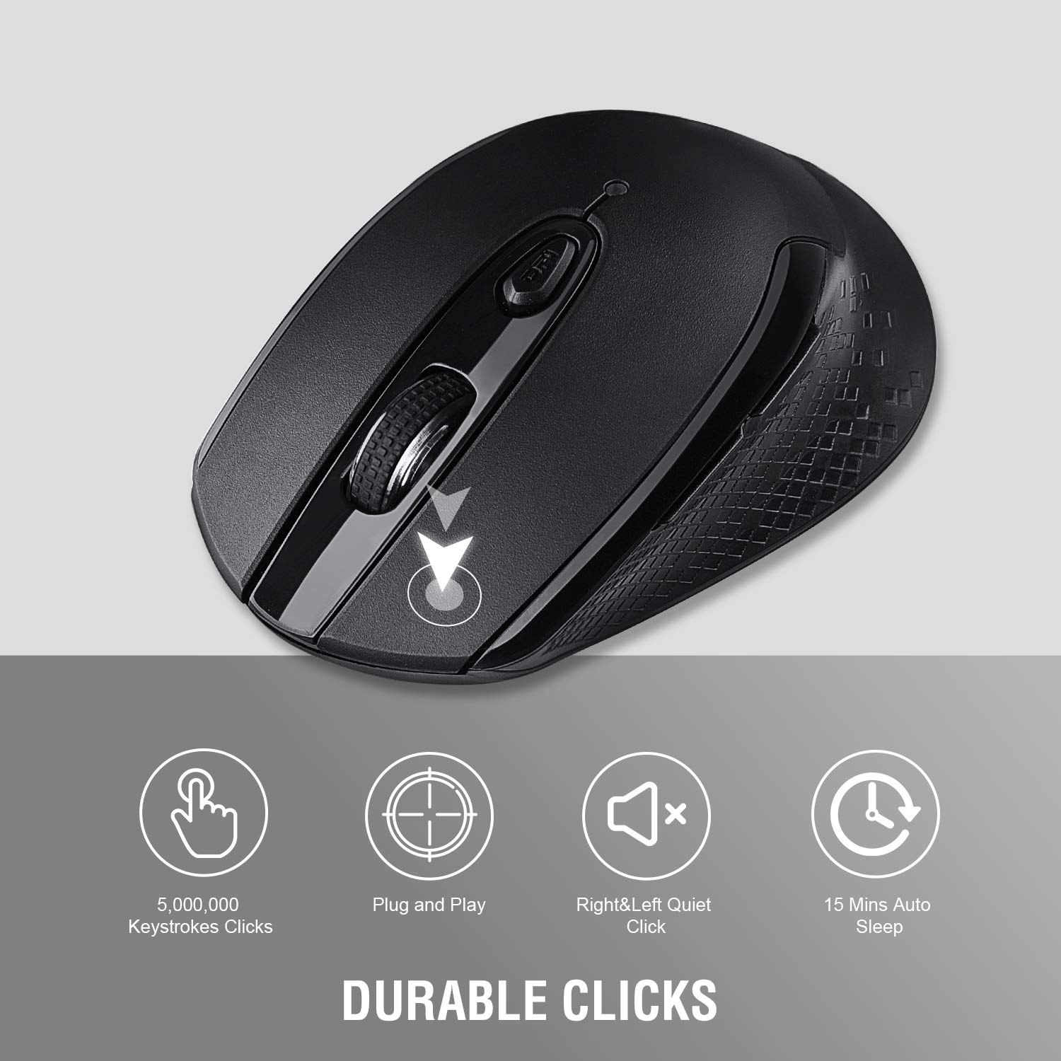 Multifunctional Wireless Mouse, Cimetech 2.4G Cordless Mouse for Laptop with USB Receiver Comfortable Click Computer Mice, 6