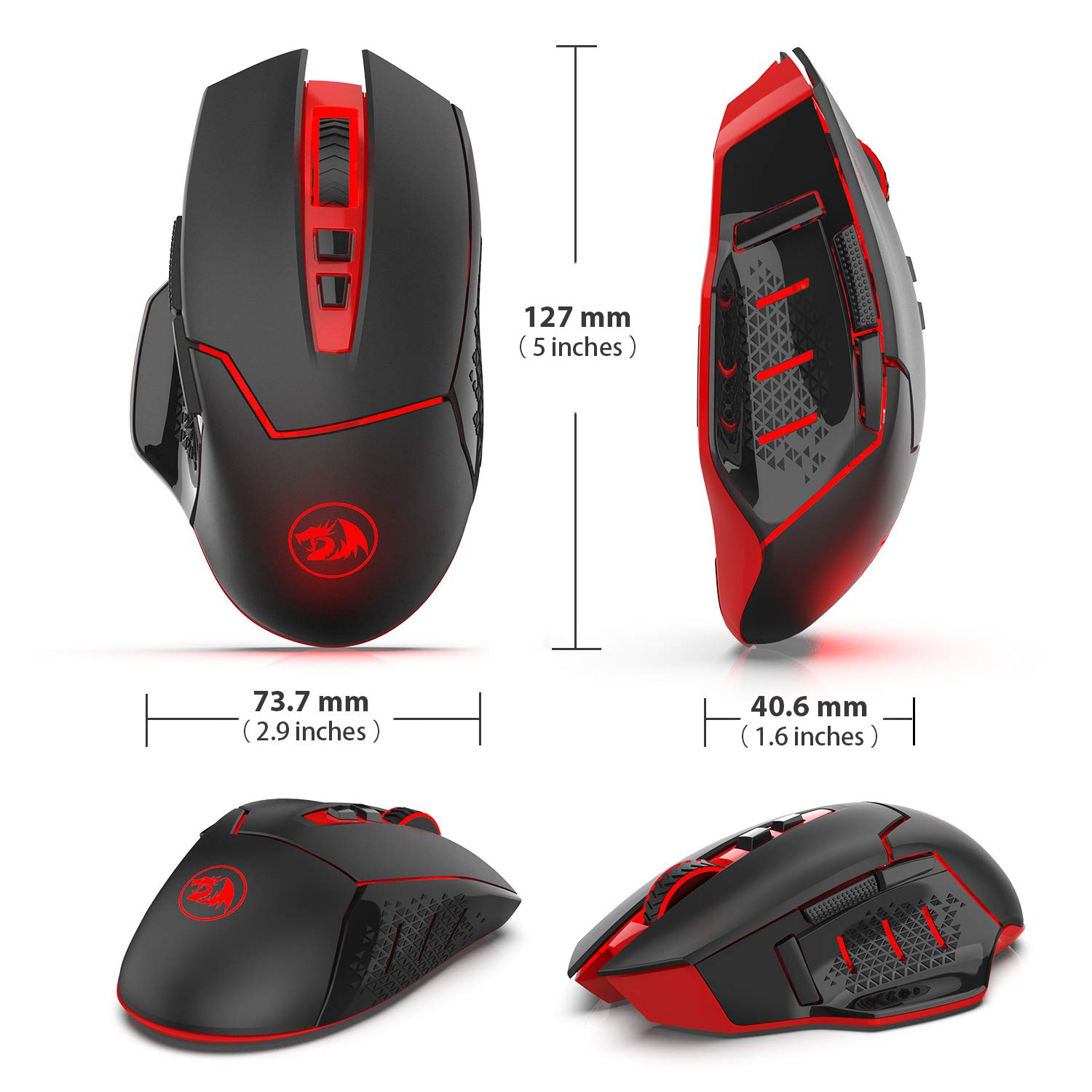 Redragon M690-1 2400 DPI Optical 2.4G Wireless Gaming Mouse, 5 Adjustable DPI Levels Portable Gaming & Office Mice with 8 Bu