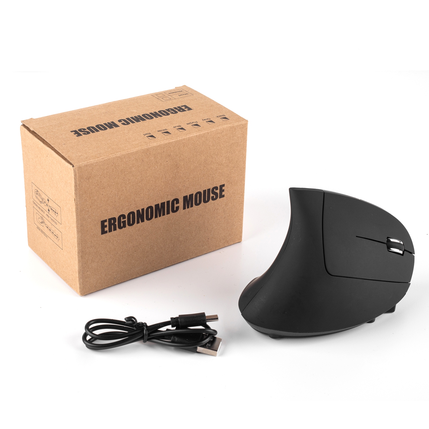 Souris ergonomique sans fil Bluetooth 5,1 pour droitier et souris optique verticale 2,4&nbsp;GHz avec récepteur USB, recharge rapide 800/1200/1600-C
