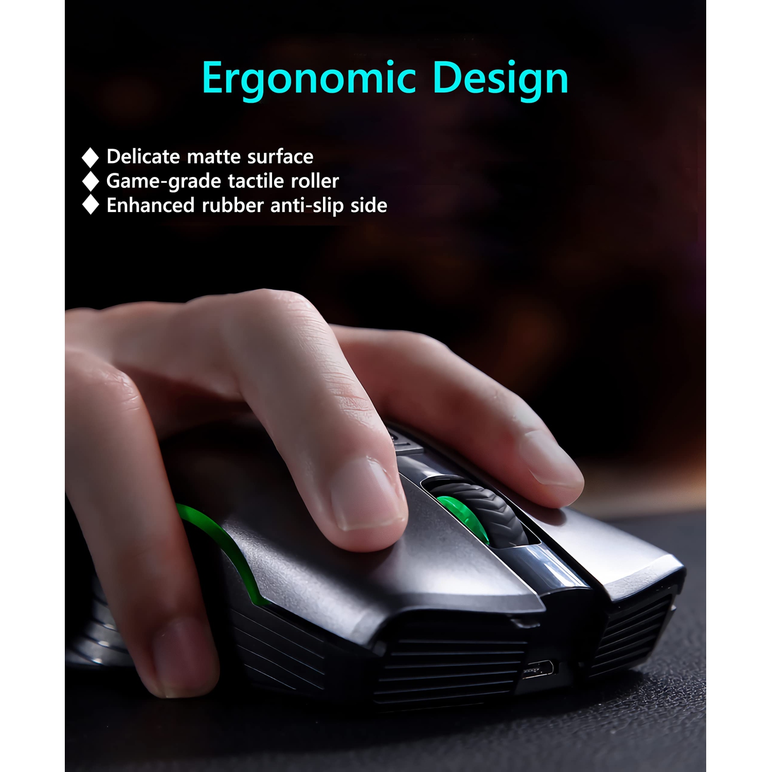 Wireless Gaming Mouse, VEGCOO C8 Silent Click Wireless Rechargeable Mouse with Colorful LED Lights and 2400/1600/1000 DPI fo