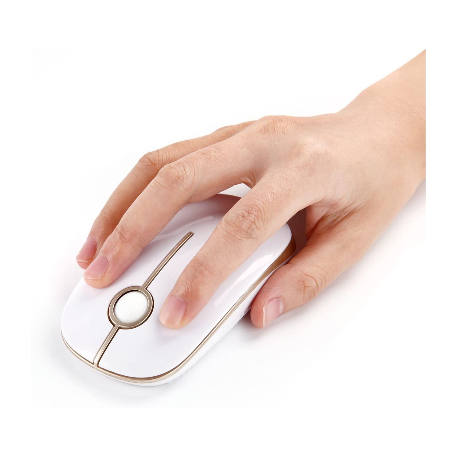 Wireless Mouse, Vssoplor 2.4G Slim Portable Computer Mice with Nano Receiver for Notebook, PC, Laptop, Computer-White and Go