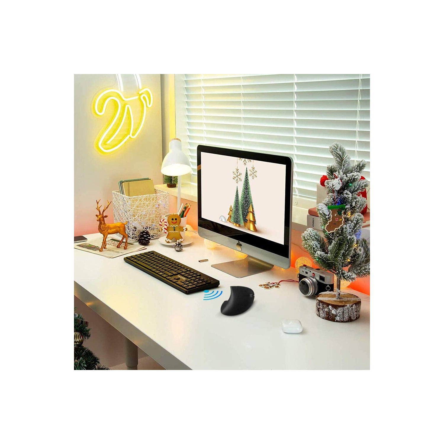 2.4G Wireless Ergonomic Vertical Mouse, DOOMIER Rechargeable Ergonomic Vertical Cordless Optical Mice with USB Receiver, 6 B