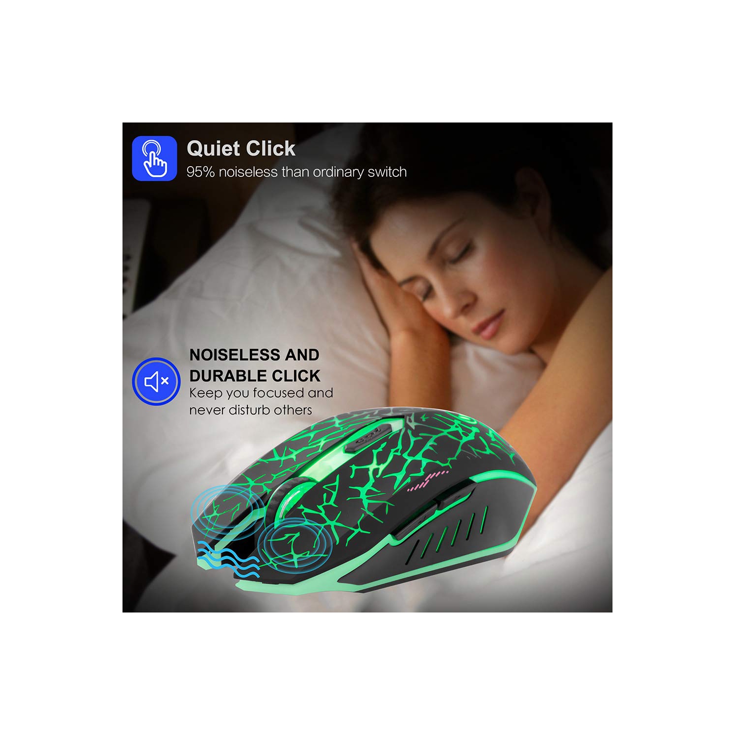 VEGCOO C12 Rechargeable Wireless Gaming Mouse Mice Silent Click Cordless Mouse 7 Smart Buttons PC Gaming Mouse Mice Advanced