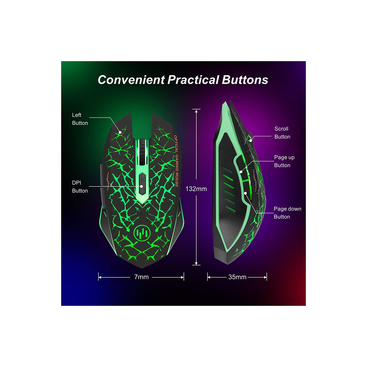 VEGCOO C12 Rechargeable Wireless Gaming Mouse Mice Silent Click Cordless Mouse 7 Smart Buttons PC Gaming Mouse Mice Advanced