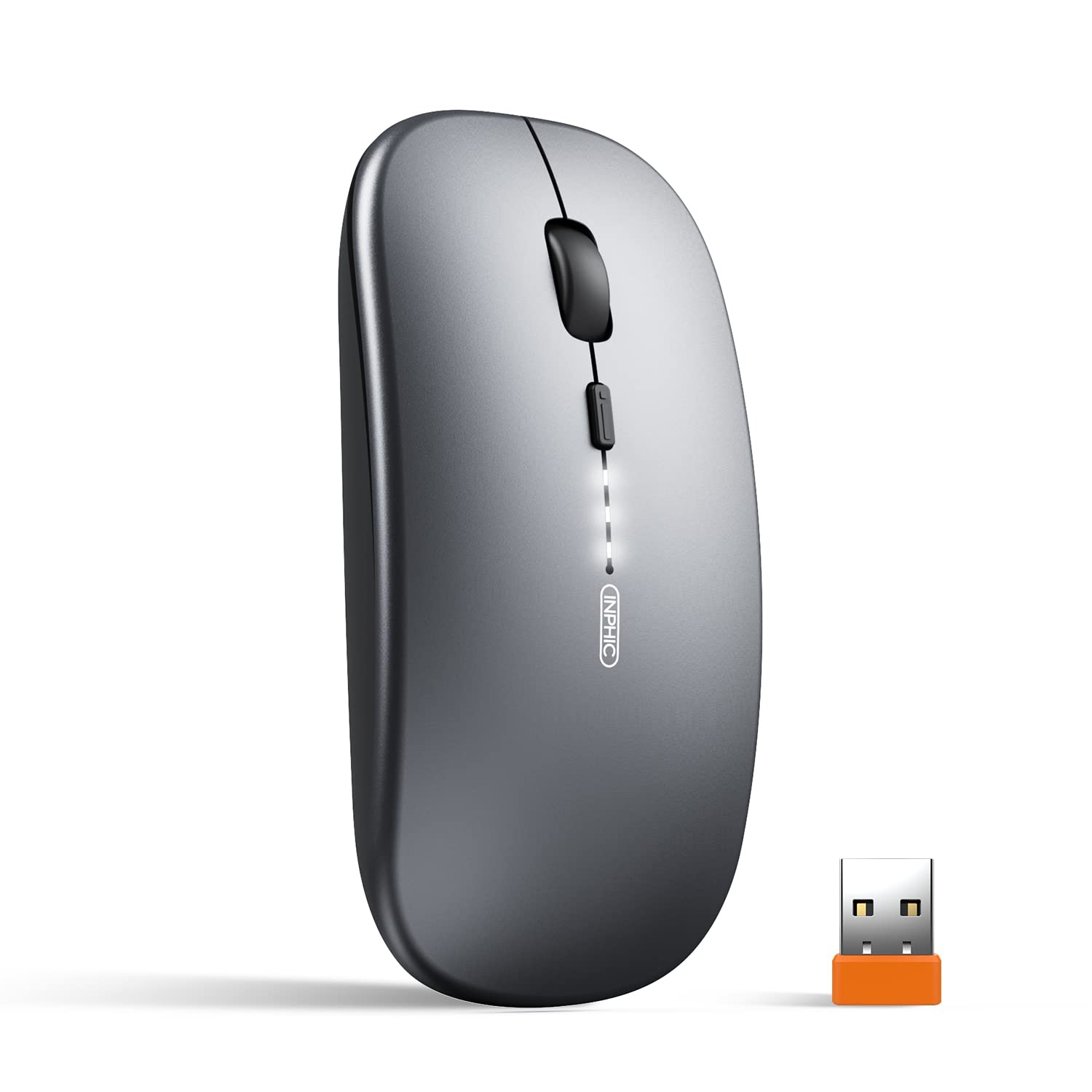 INPHIC Silent Wireless Mouse, Upgraded: Battery Level Visible , Ultra Slim 2.4G Rechargeable Cordless Mouse Computer Mice 1