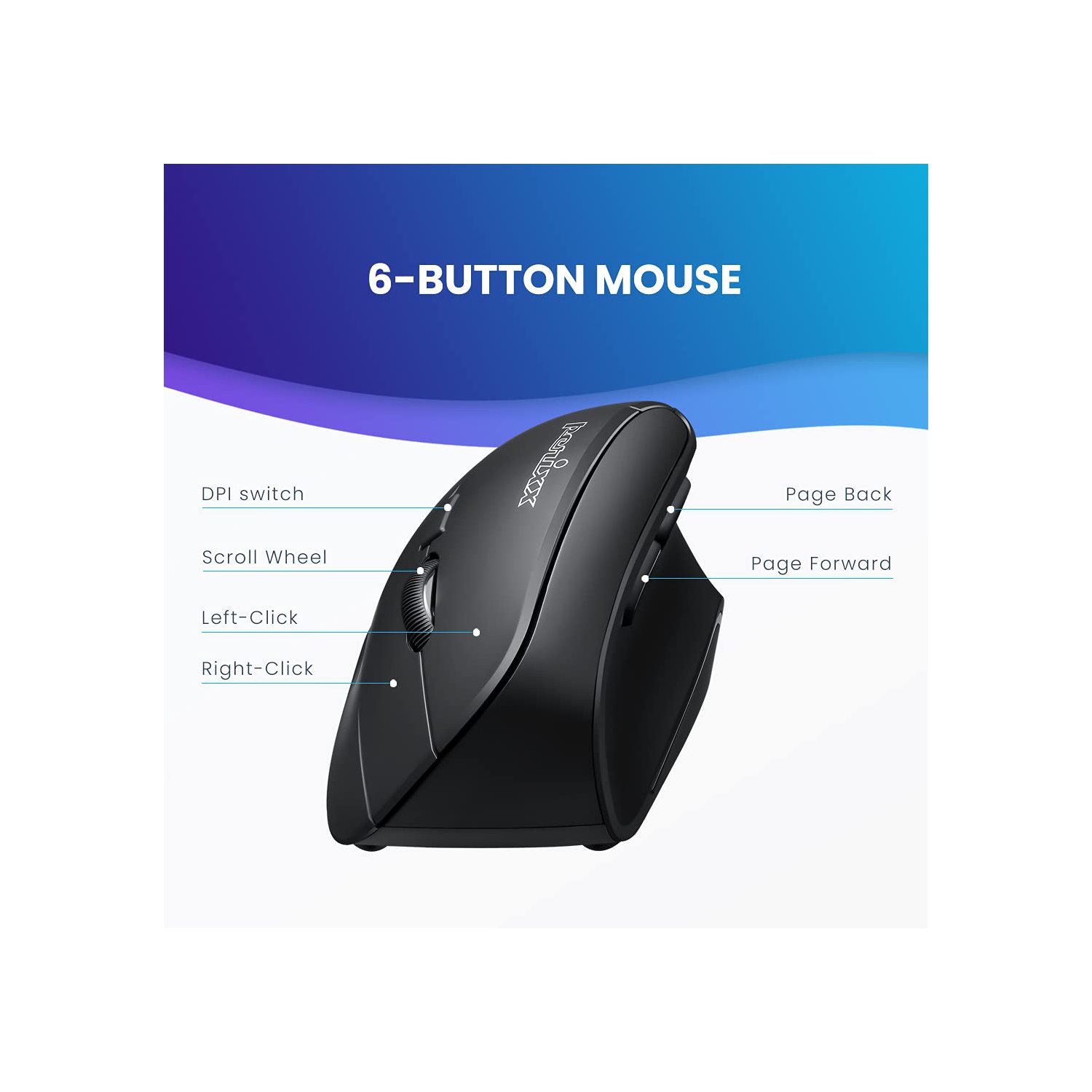 Wireless ADVANCED Ergonomic Vertical Mouse - 2.4 G - 1600 dpi - Right handed - Natural Ergonomic Vertical Design for Windows 7, 8, and 10