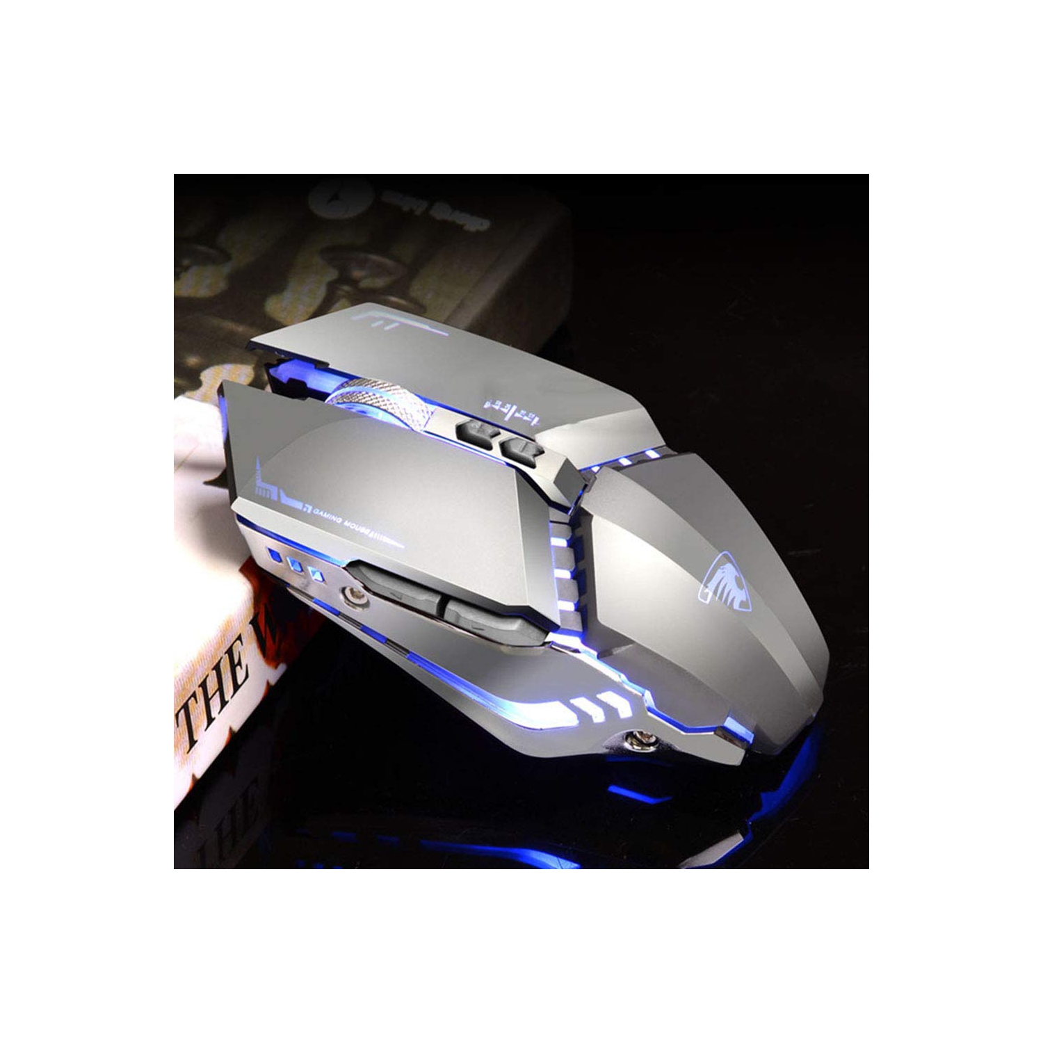 Souris de jeu sans fil T12 TENMOS rechargeable, souris optique sans fil silencieuse 2,4 GHz compatible avec les voyants DEL modifiables