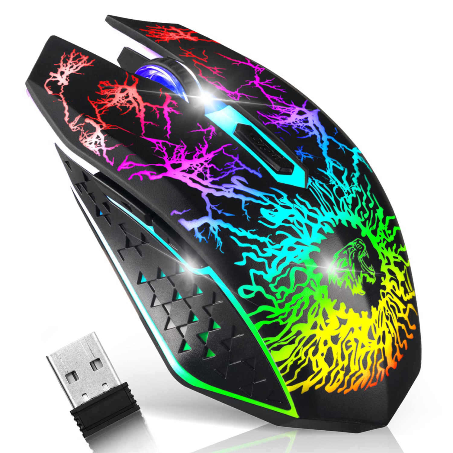 VEGCOO C10 Wireless Gaming Mouse, Rechargeable Gaming Mouse , Silent Optical Mice with 2.4G USB Receiver, 3 Level DPI, 7 But