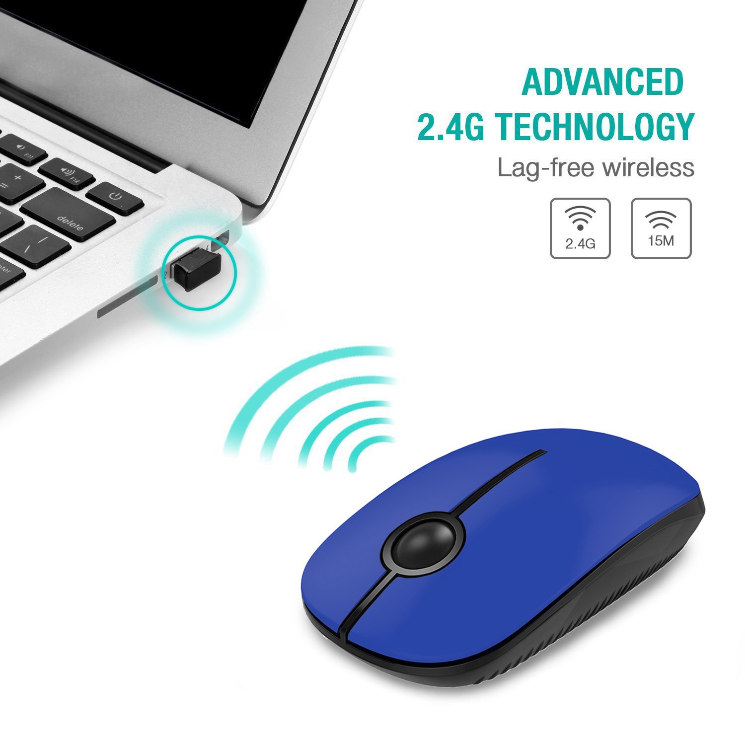 Wireless Mouse, Vssoplor 2.4G Slim Portable Computer Mice with Nano Receiver for Notebook, PC, Laptop, Computer (Black and B