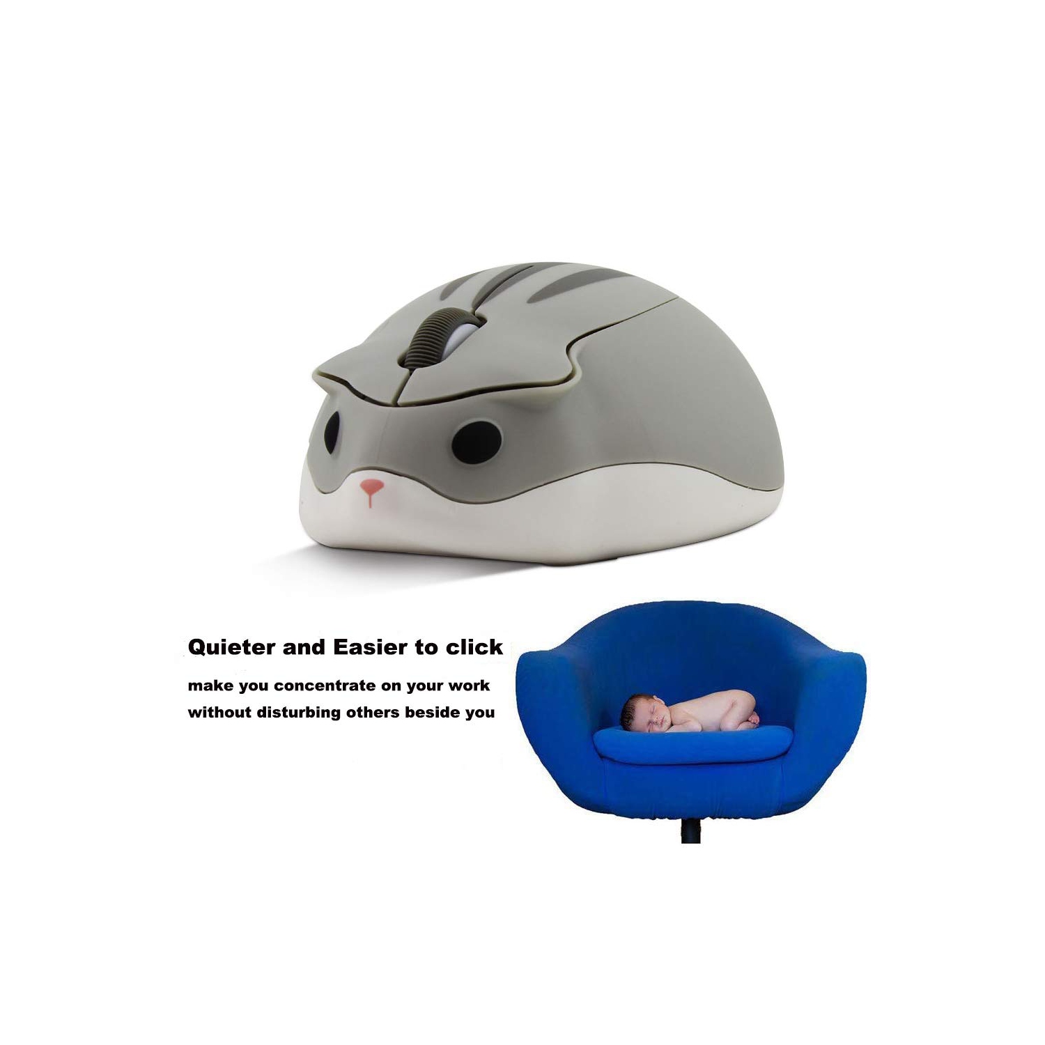 2.4GHz Wireless Mouse Cute Hamster Shape Less Noice Portable Mobile Optical 1200DPI USB Mice Cordless Mouse for PC Laptop Co