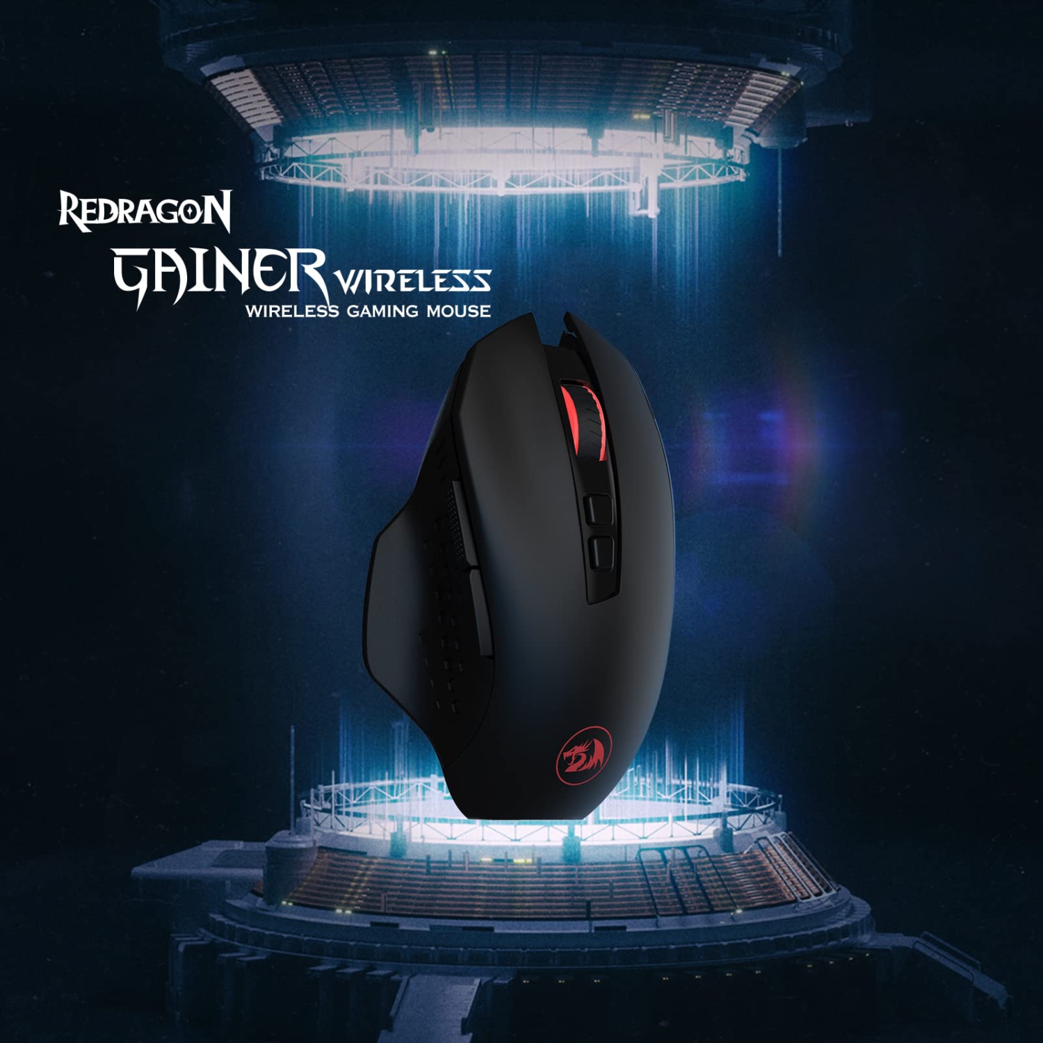 Redragon M656 Gainer Wireless Gaming Mouse, 4000 DPI 2.4Ghz Wireless Gamer Mouse w/ 5 DPI Levels, 7 Macro Buttons, Red LED B