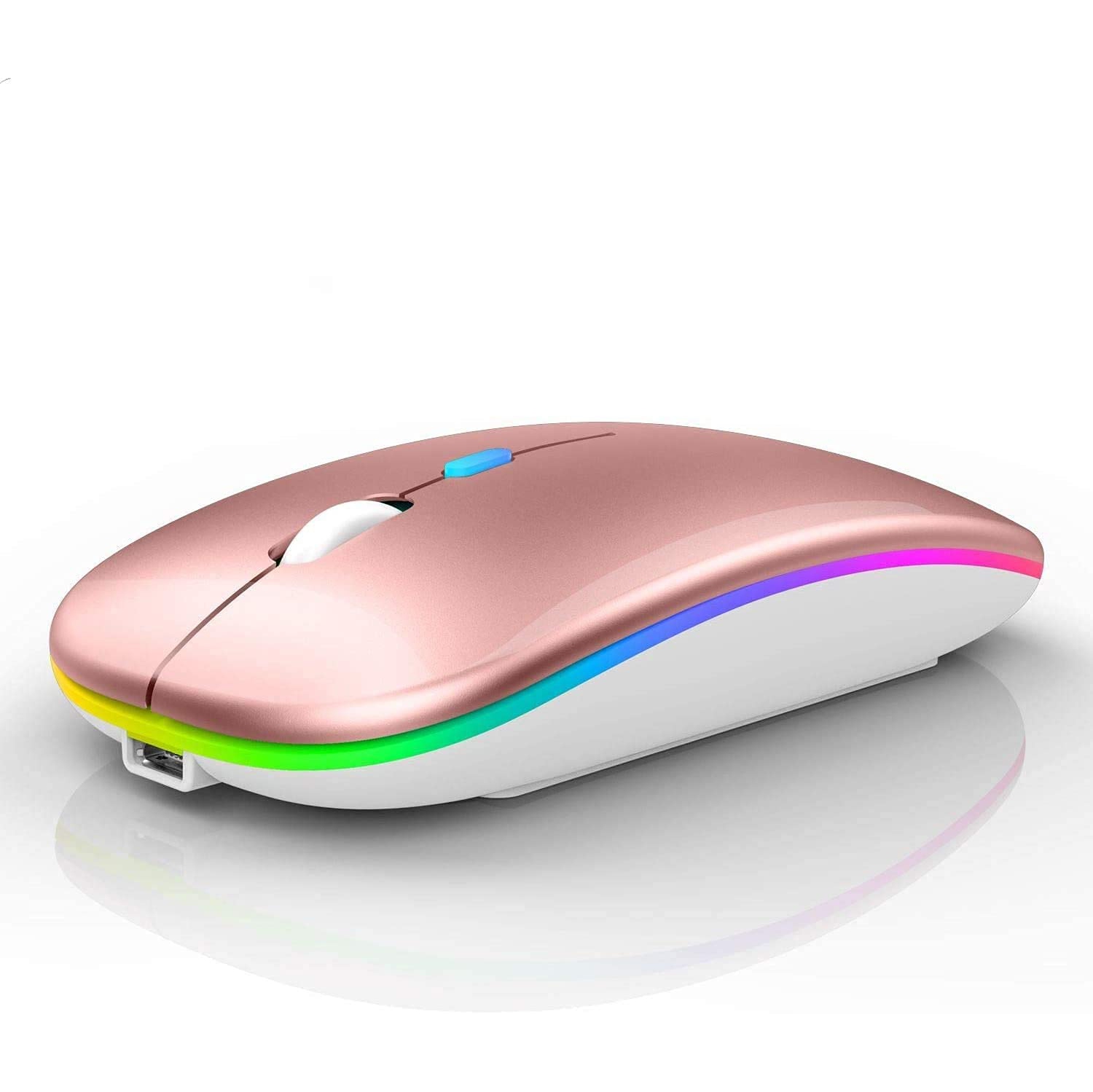 LED Wireless Mouse, Rechargeable Slim Wireless Silent Mouse, 2.4G Portable USB Optical Wireless Computer Mice with USB Recei