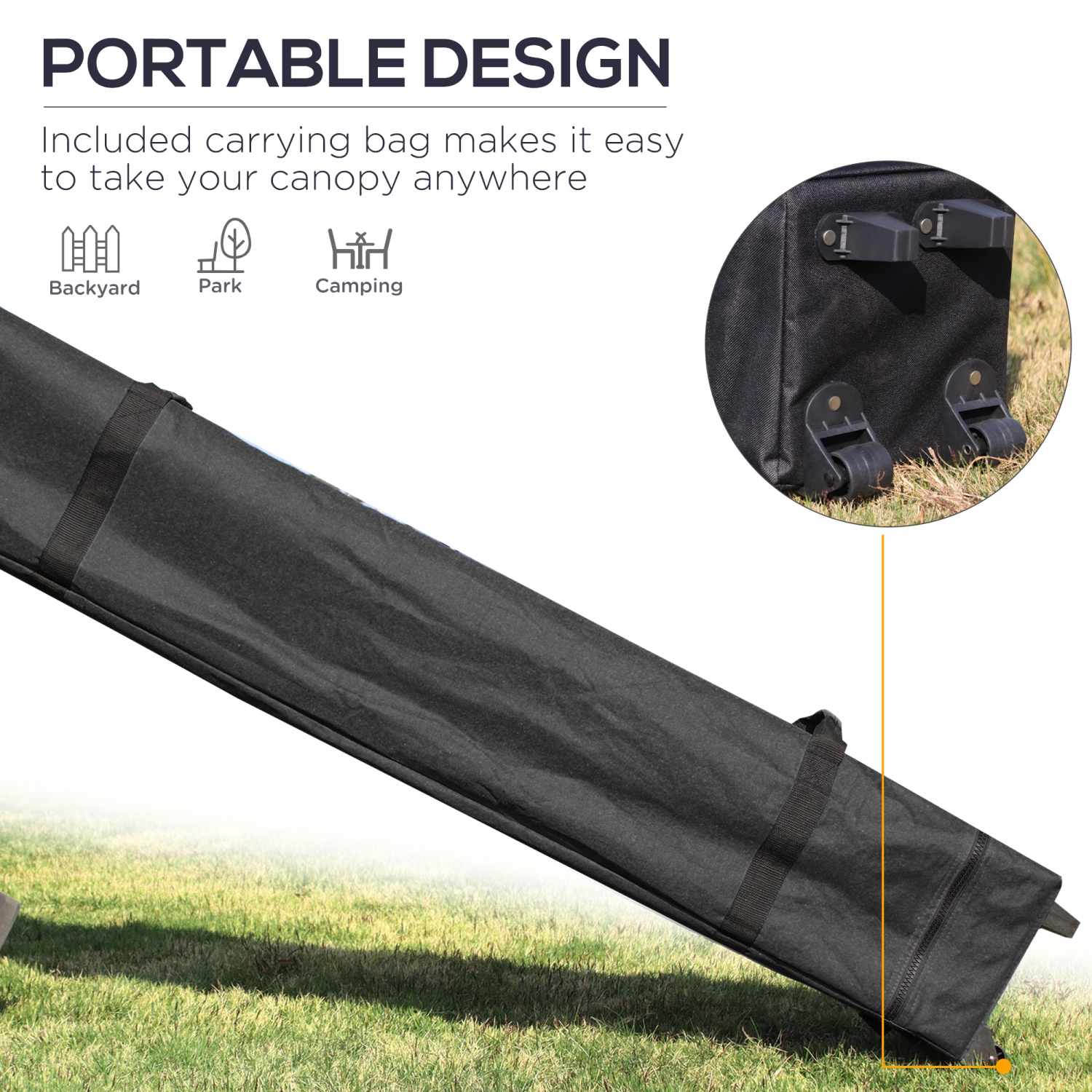 Abri pliant instantané avec parois amovibles, abri escamotable Outsunny, 20 x 10 pi, 6 fenêtres, 4 sacs de sable et sac de transport, noir