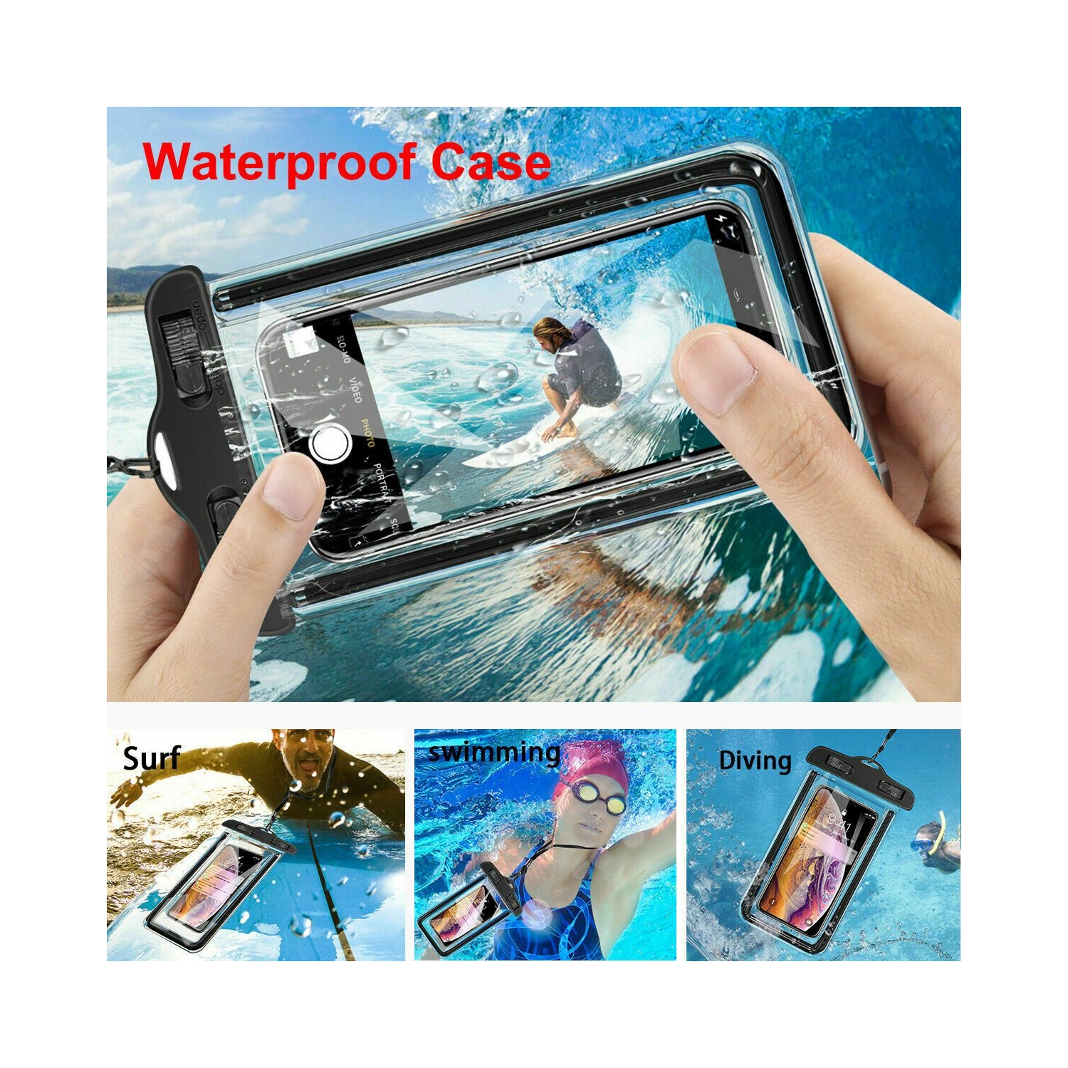 Le sac de natation universel étanche pour téléphone portable sous-marin convient à la plupart des téléphones portables