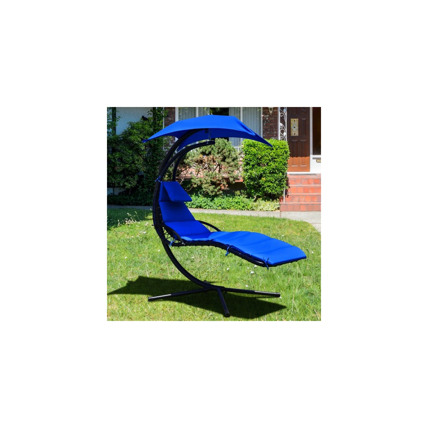 Chaise longue suspendue avec support et coussin pour l'extérieur