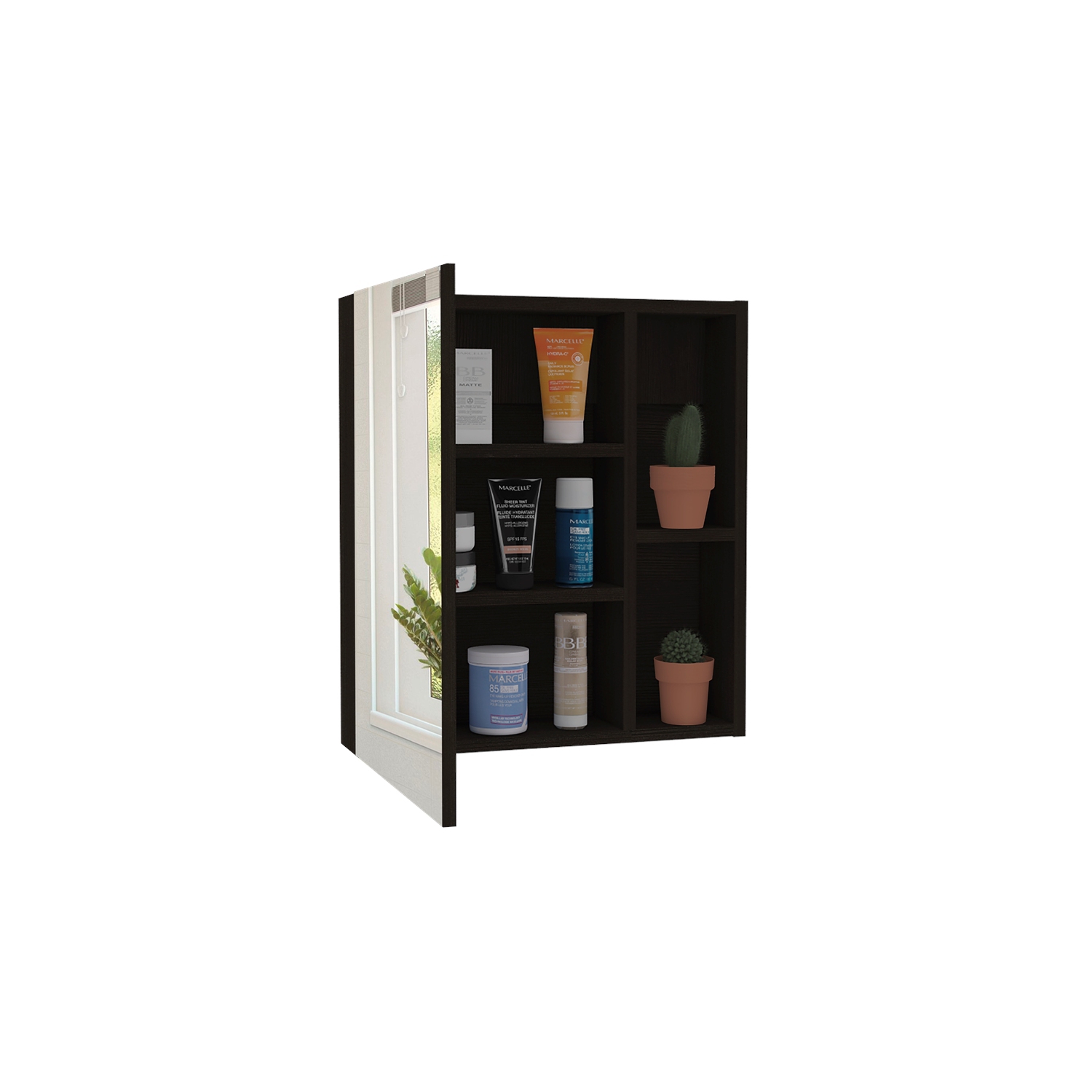 Tuhome Labelle Medicine Cabinet with Mirror Espresso