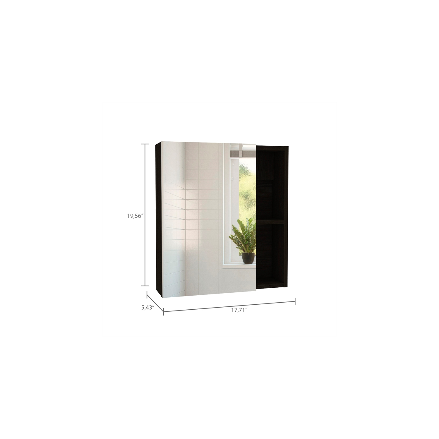 Tuhome Labelle Medicine Cabinet with Mirror Espresso