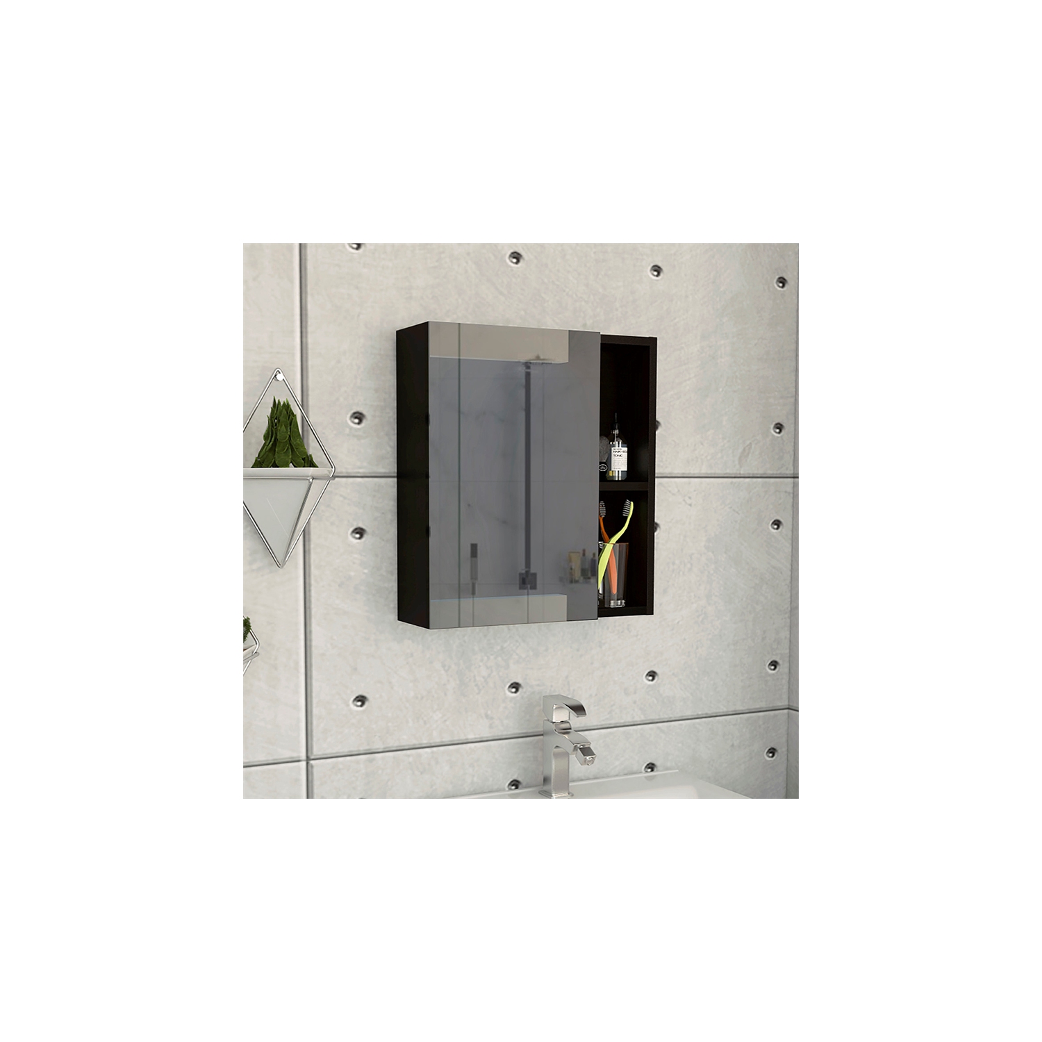 Tuhome Labelle Medicine Cabinet with Mirror Espresso