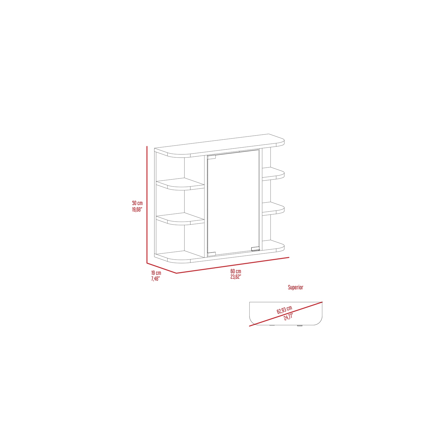 Tuhome White Modern -Material-Engineered Wood Milan Medicine Cabinet