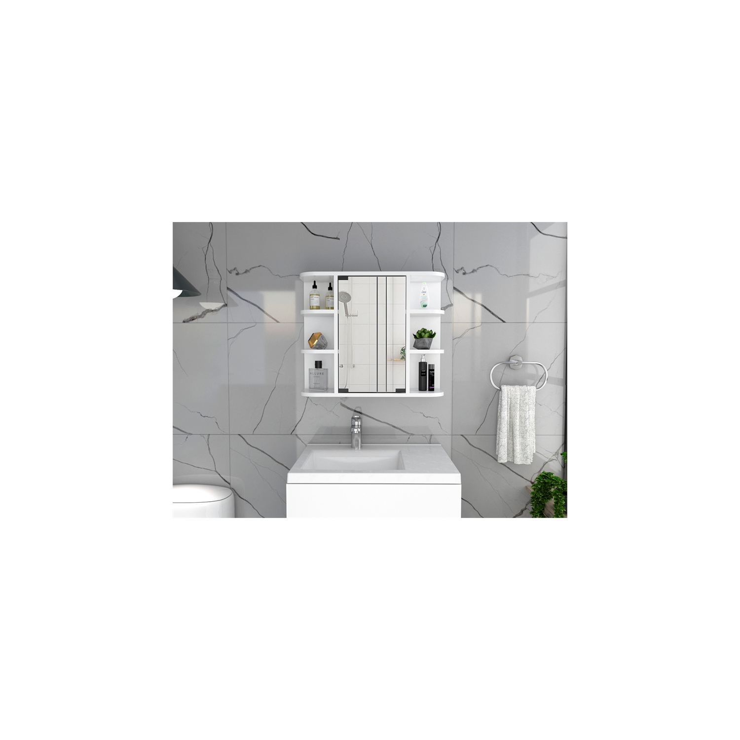 Tuhome White Modern -Material-Engineered Wood Milan Medicine Cabinet