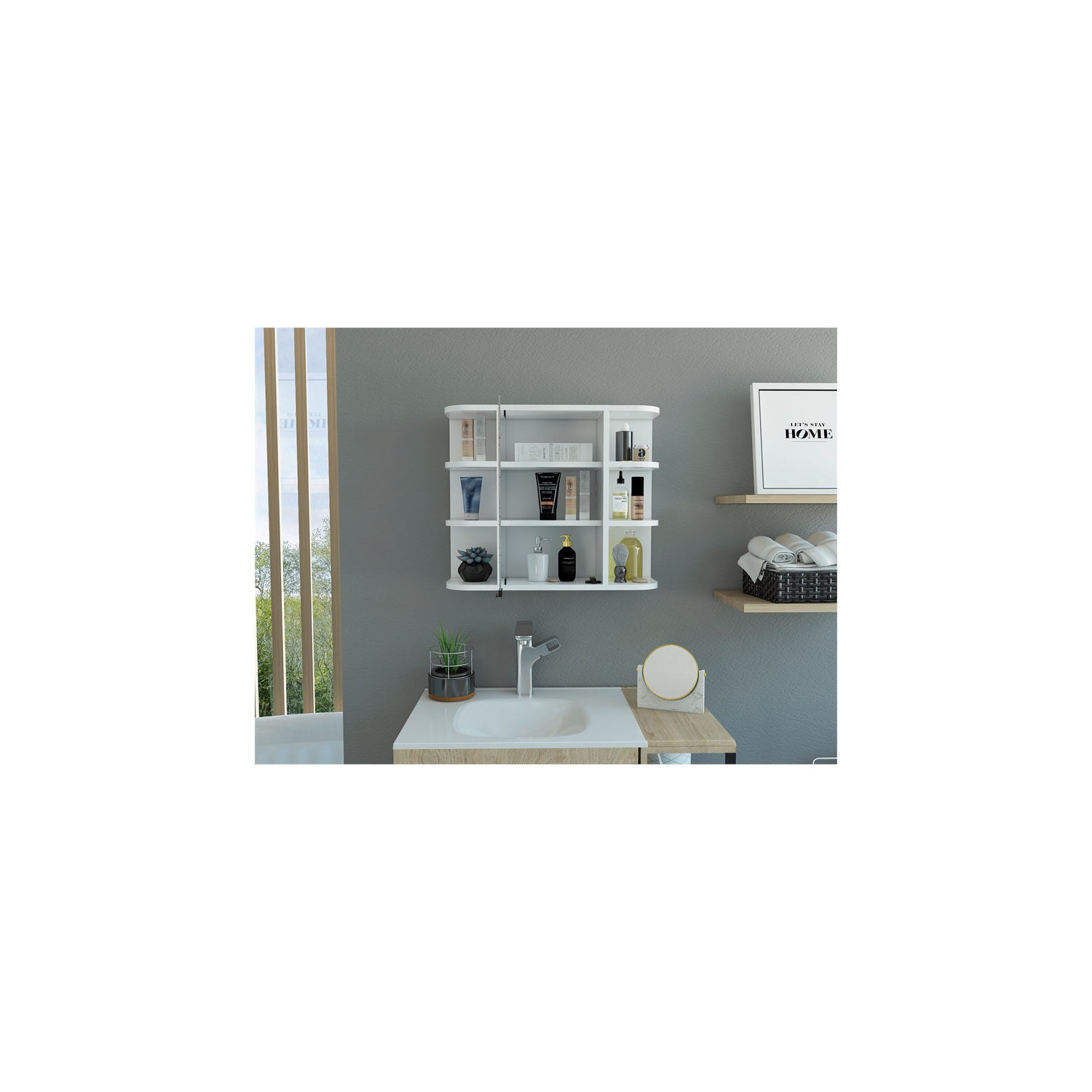 Tuhome White Modern -Material-Engineered Wood Milan Medicine Cabinet