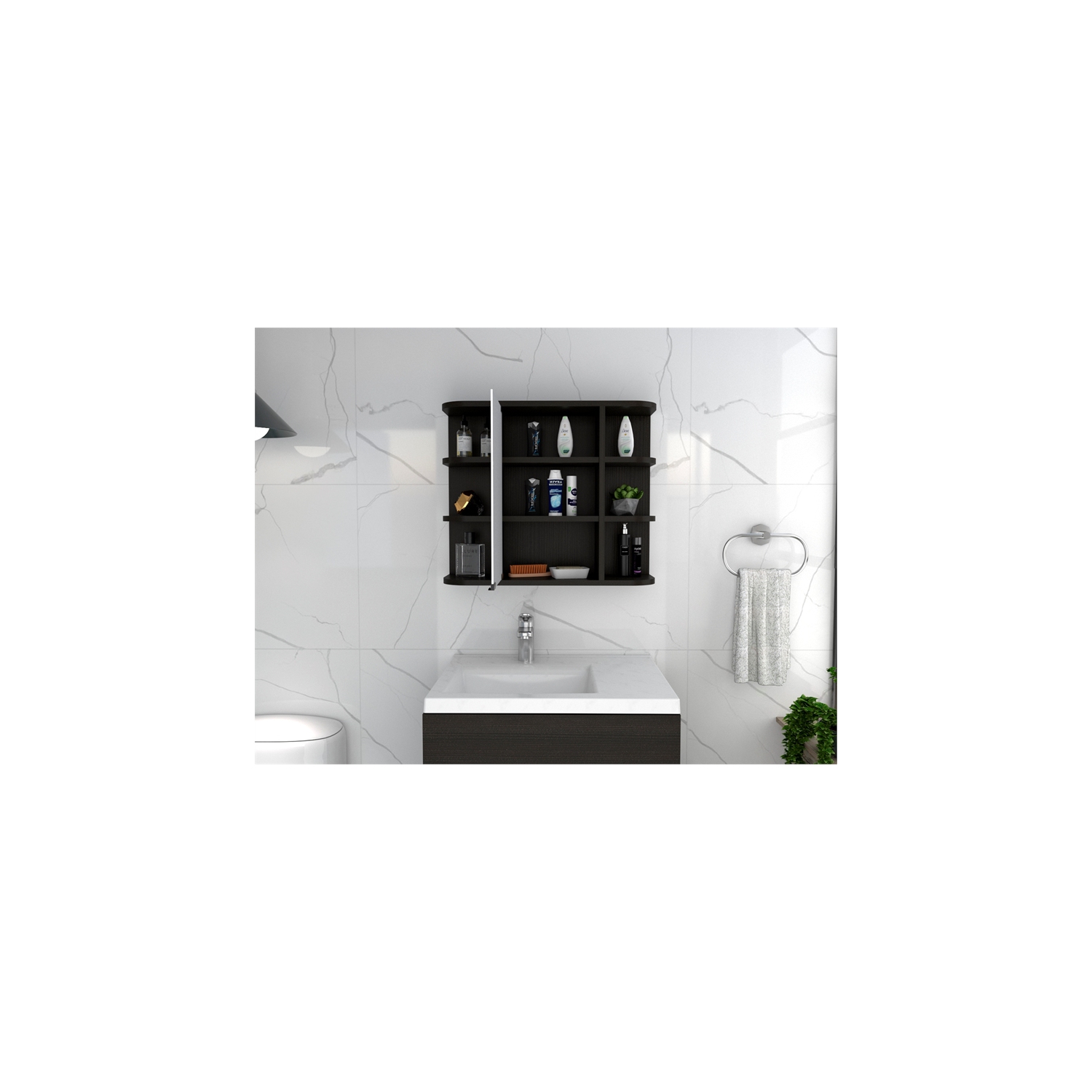 Tuhome Black Modern- Material -Engineered Wood Milan Medicine Cabinet