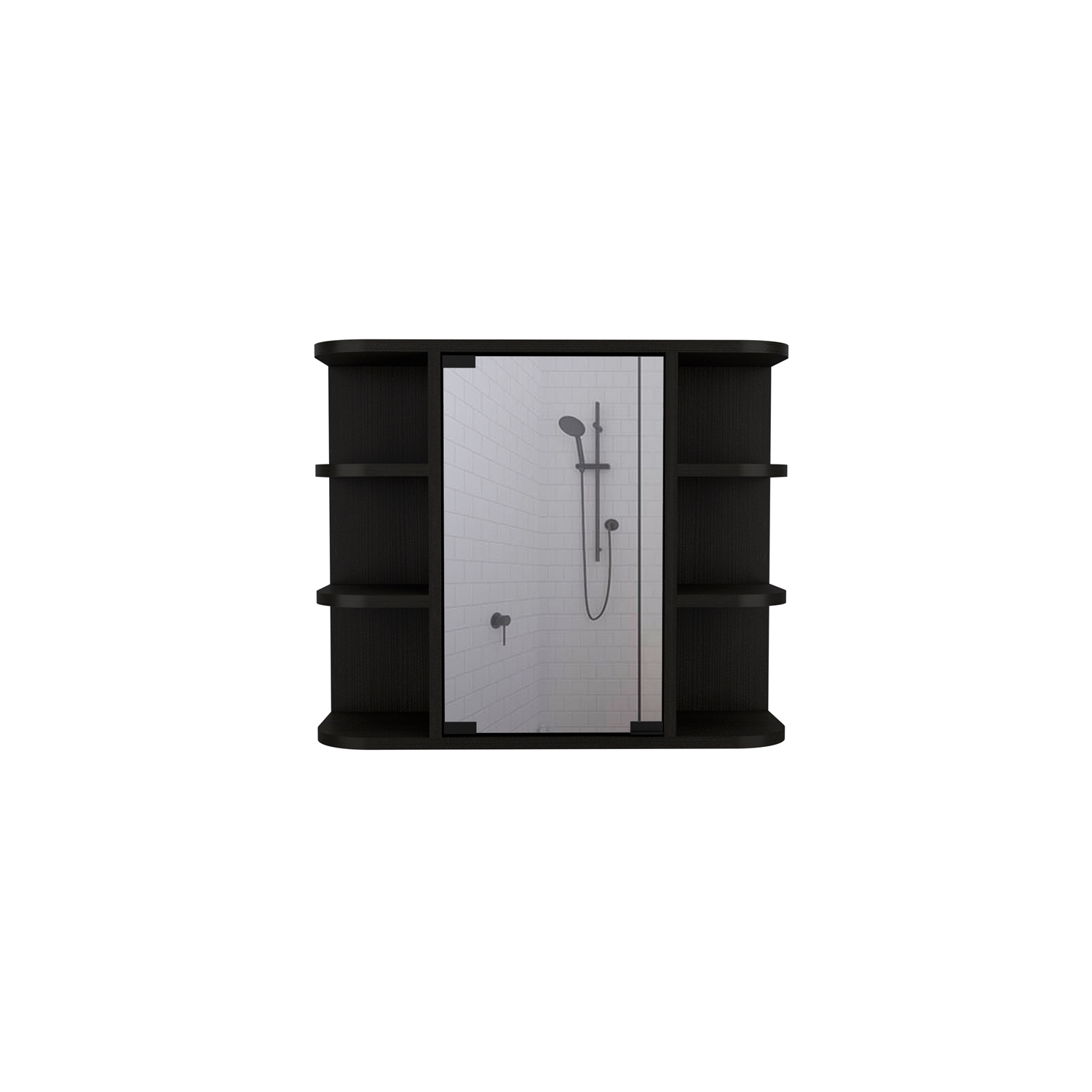 Tuhome Black Modern- Material -Engineered Wood Milan Medicine Cabinet