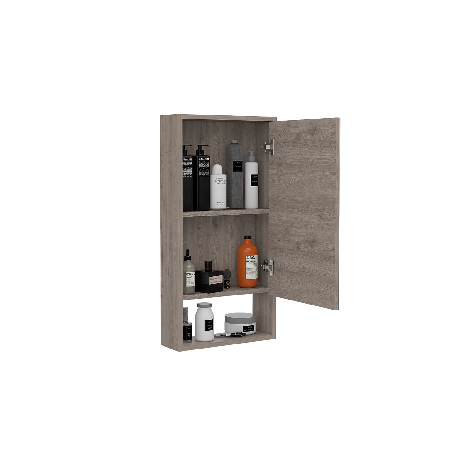 TuHome Gray Modern Engineered Wood Mariana 35" Mirror Medicine Cabinet