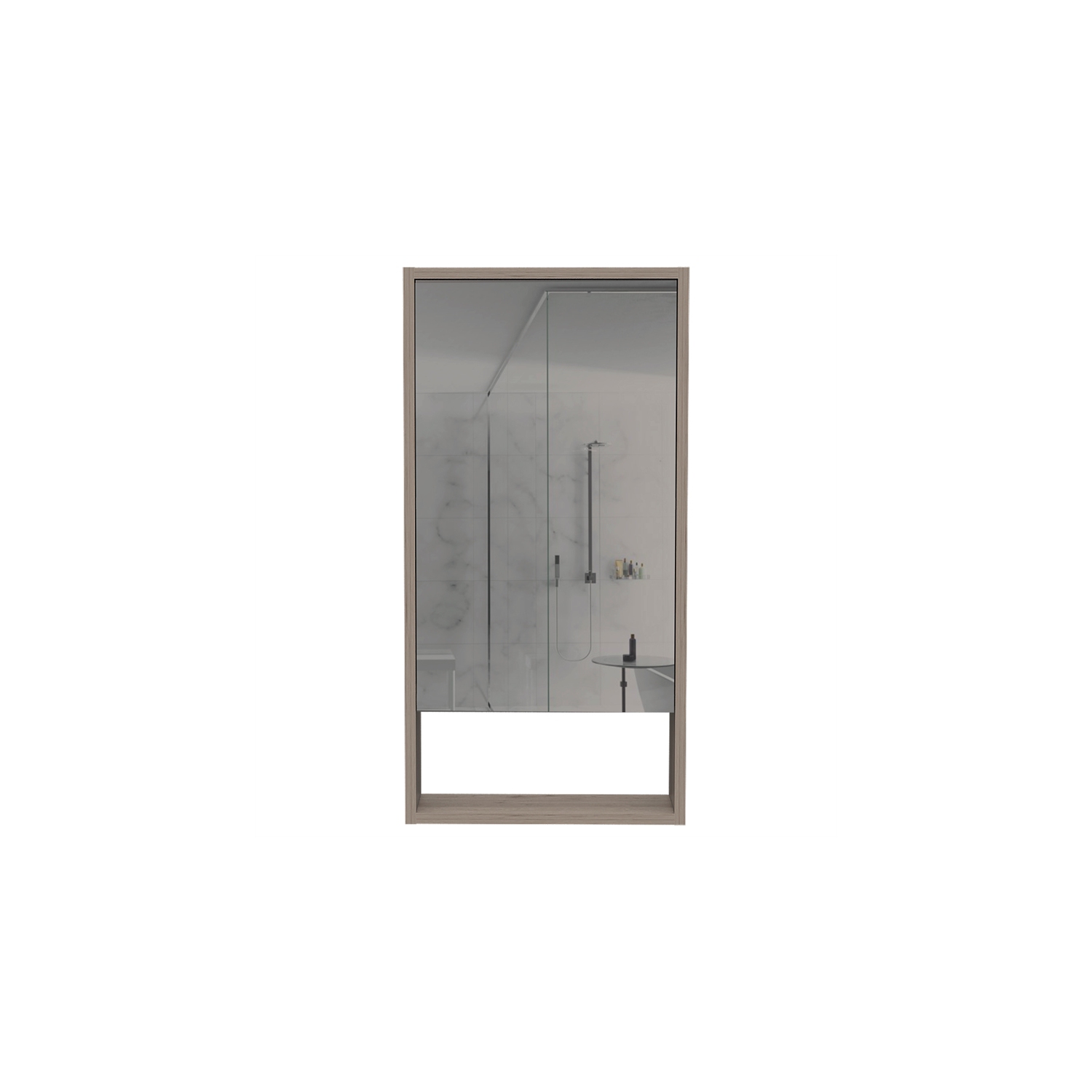 TuHome Gray Modern Engineered Wood Mariana 35" Mirror Medicine Cabinet