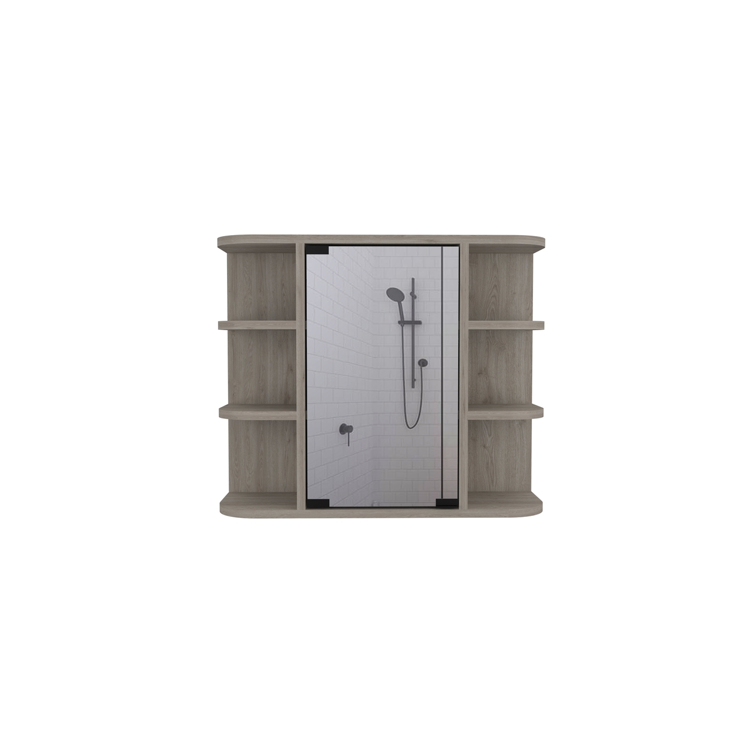 Armoire à pharmacie TuHome Milan avec fini cendré miroir et tablettes