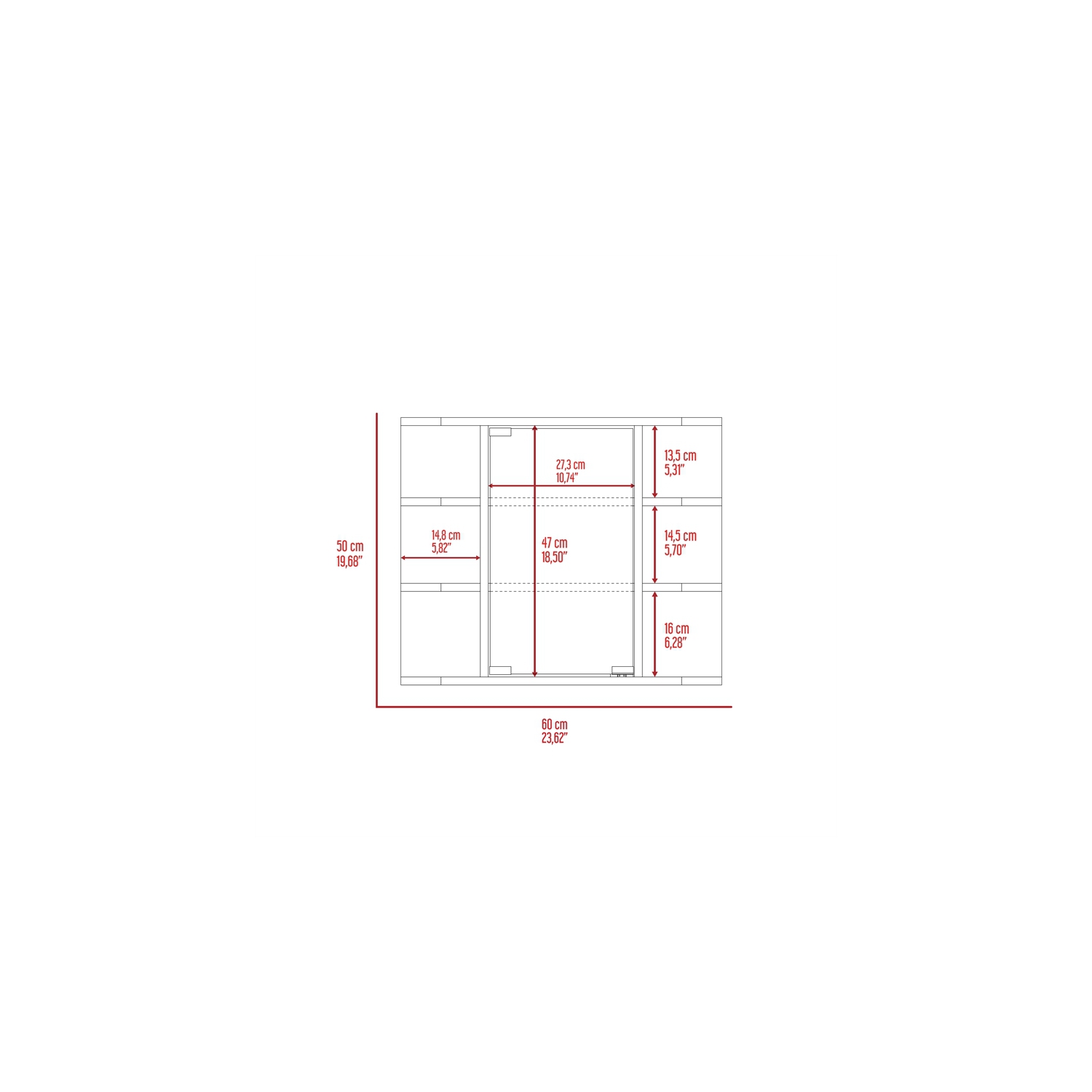 Armoire à pharmacie TuHome Milan avec fini cendré miroir et tablettes