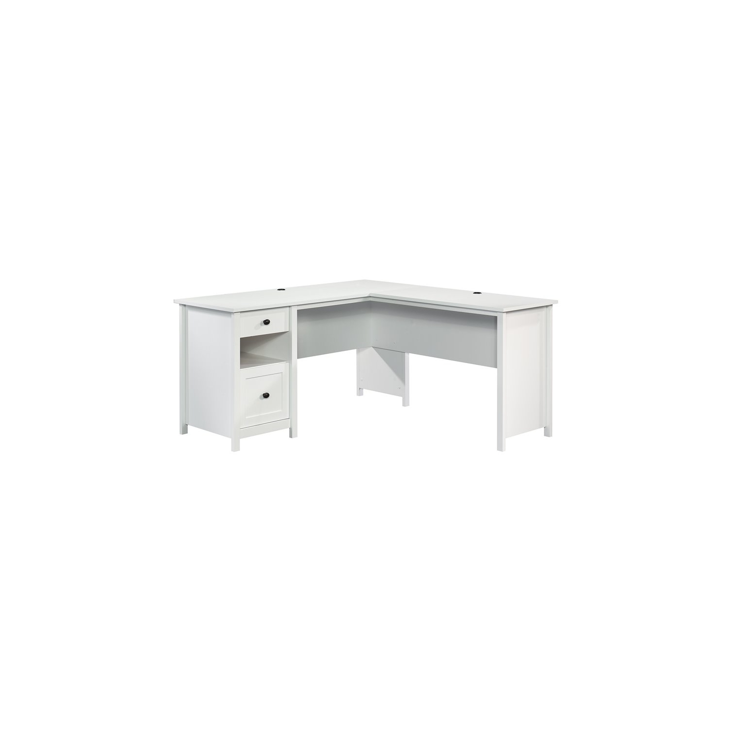Sauder County Line Wooden L Shaped Computer Desk in Soft White