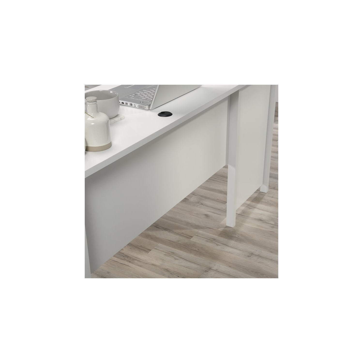 Sauder County Line Wooden L Shaped Computer Desk in Soft White