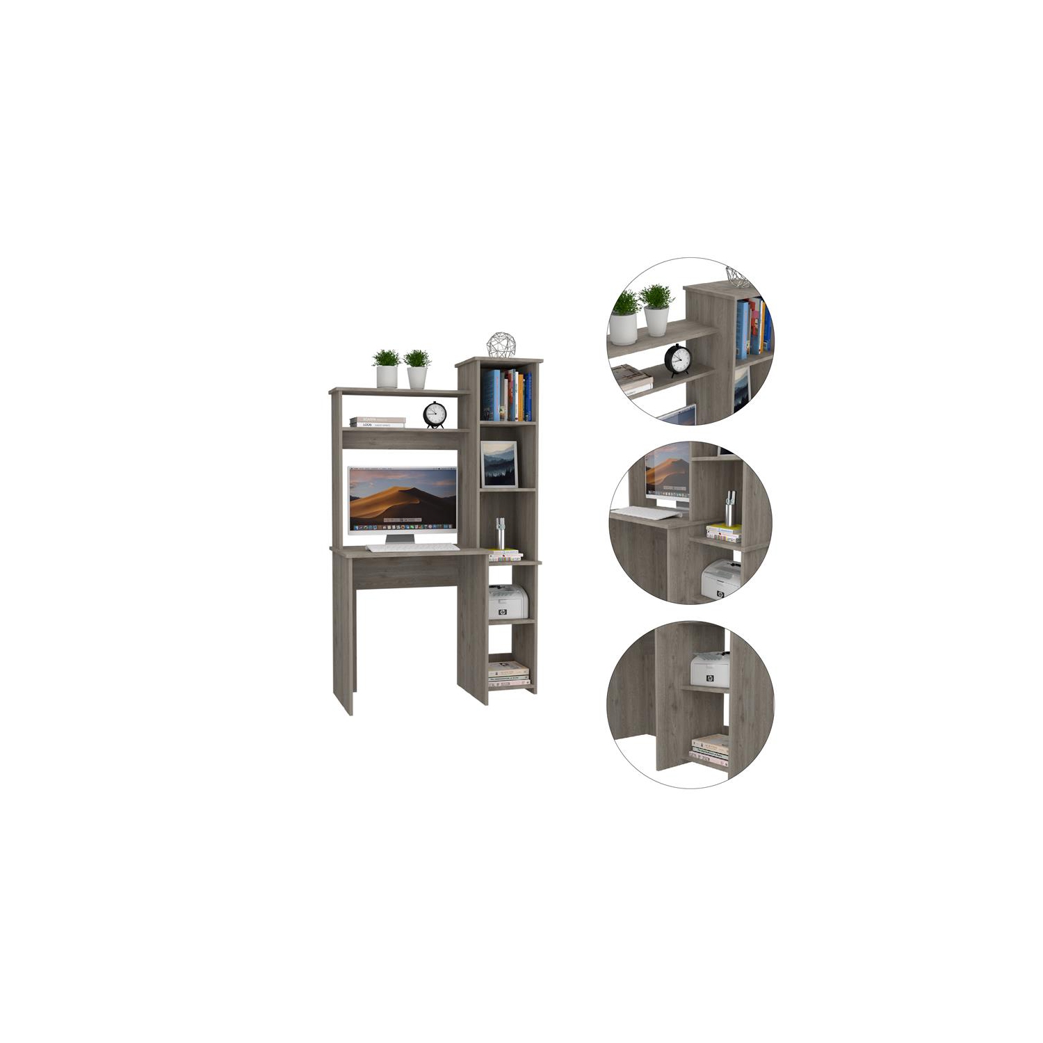 TUHOME Versalles Desk Engineered Wood Desks in Gray