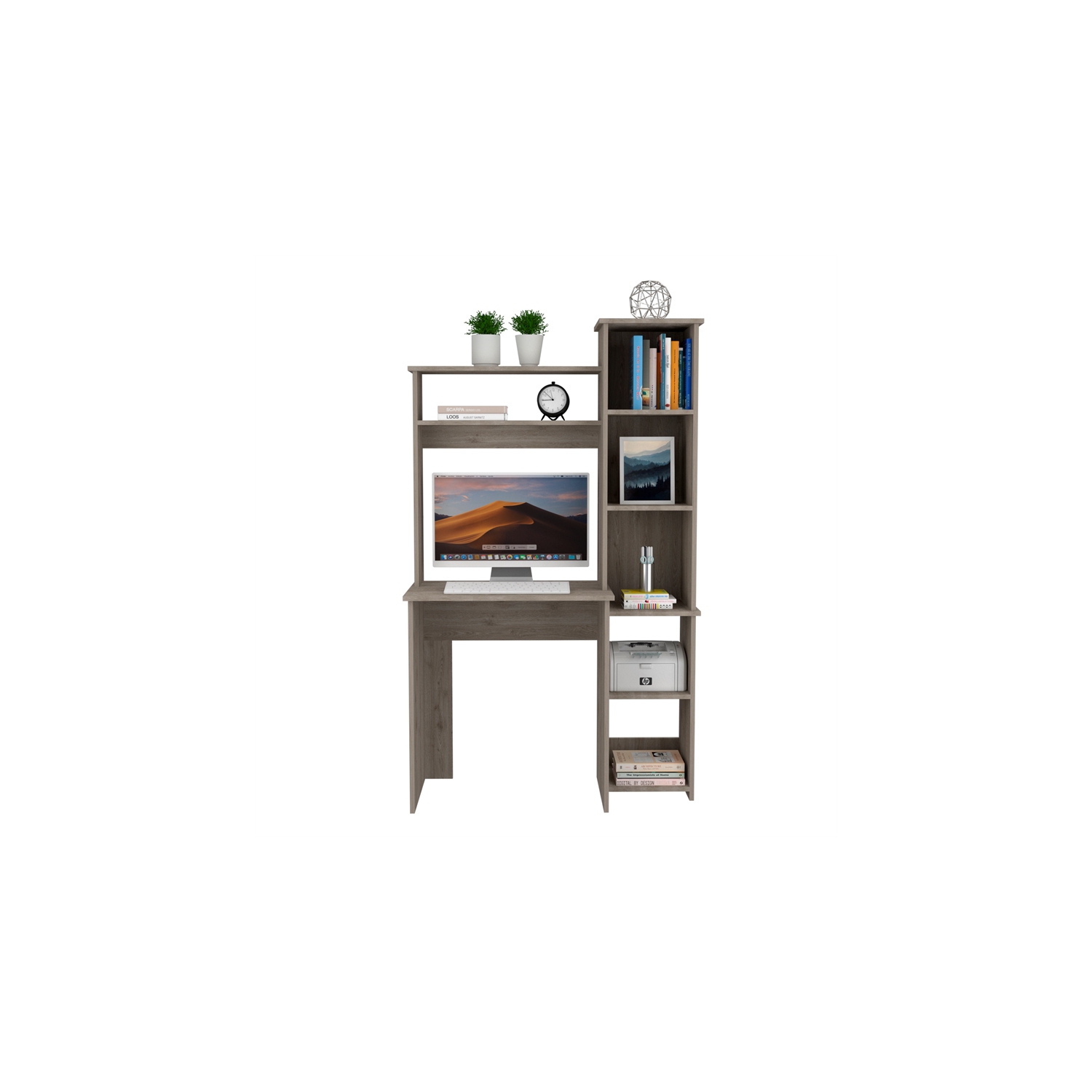 TUHOME Versalles Desk Engineered Wood Desks in Gray